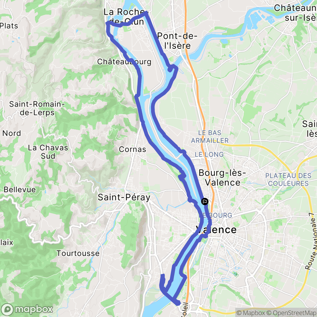Valence : carte du parcours de randonnée - France