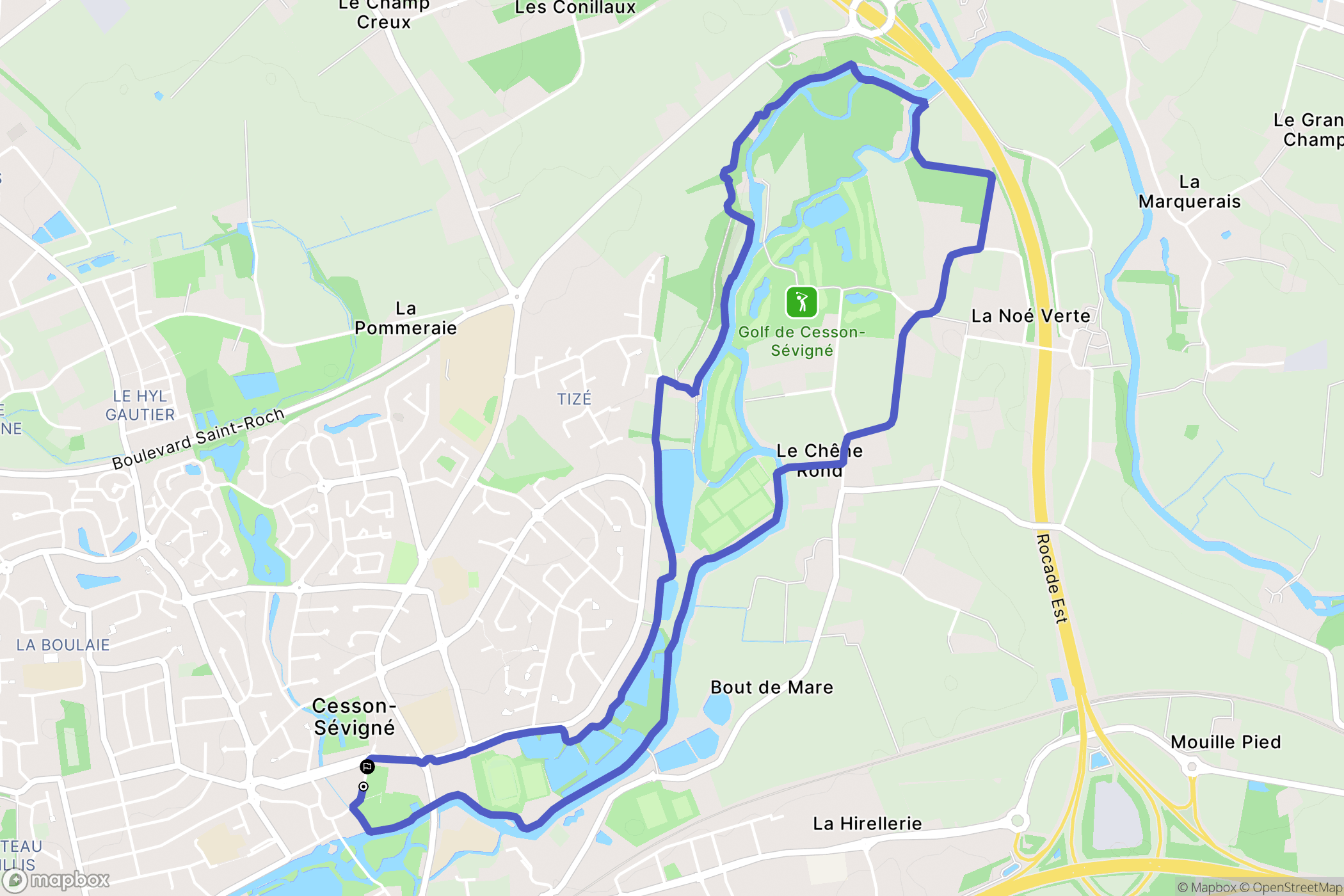 Cesson-Sévigné : carte du parcours de randonnée - France