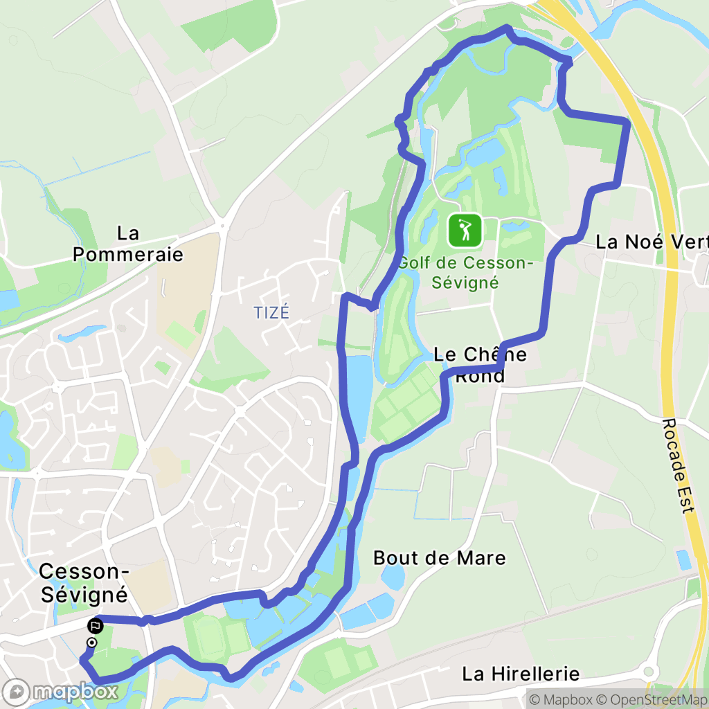 Cesson-Sévigné : carte du parcours de randonnée - France