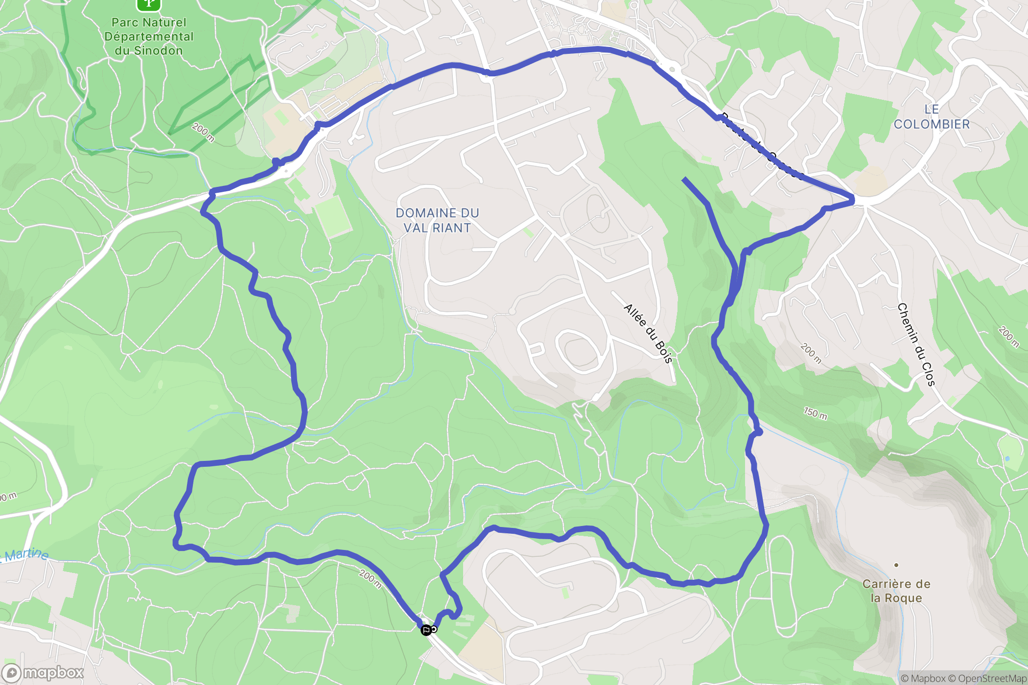 Valbonne : carte du parcours de randonnée - France