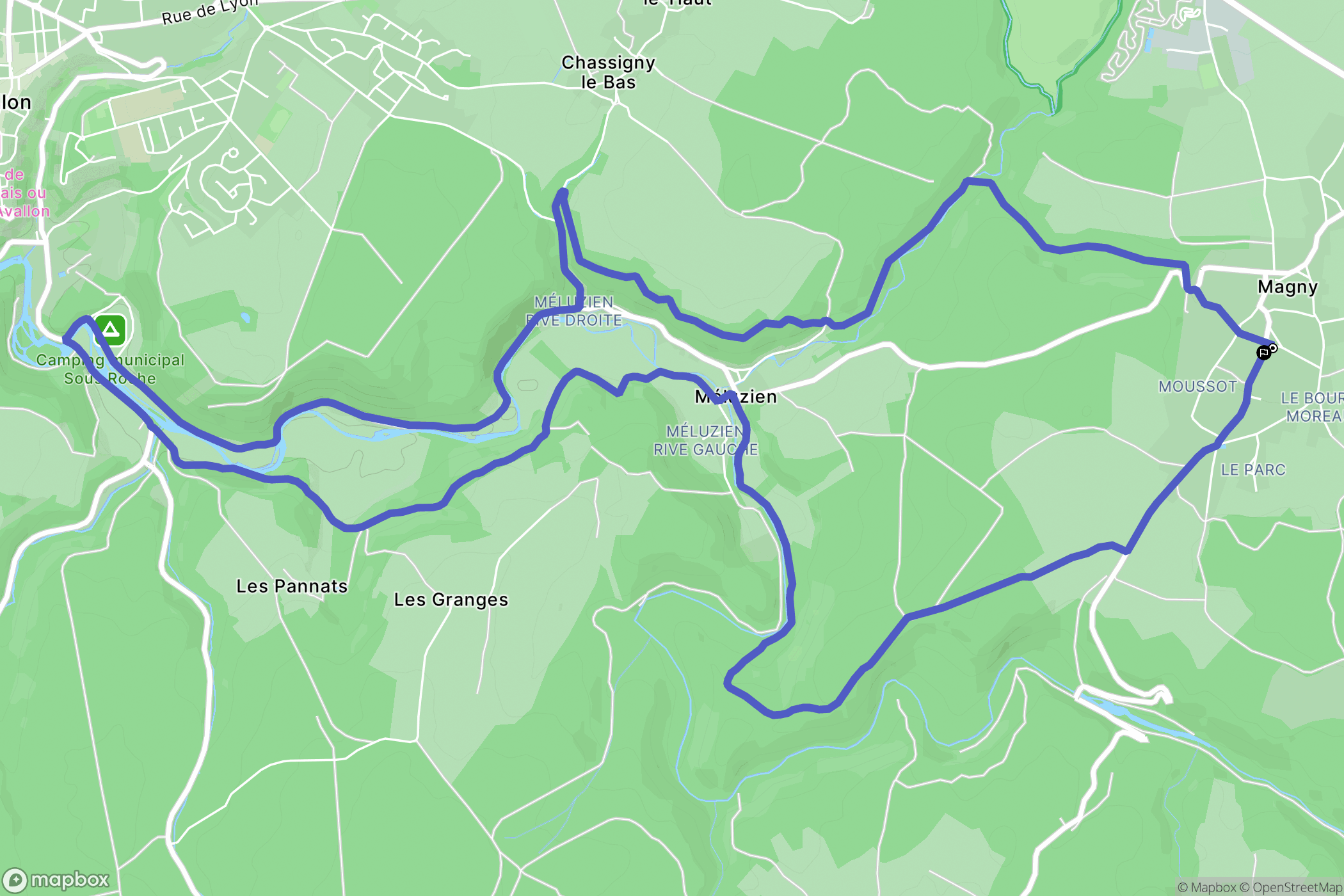 Magny : carte du parcours de randonnée - France