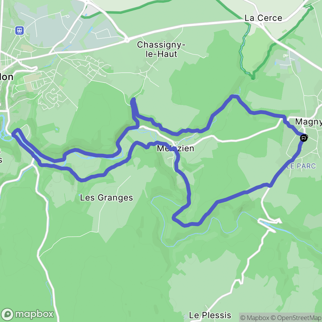 Magny : carte du parcours de randonnée - France