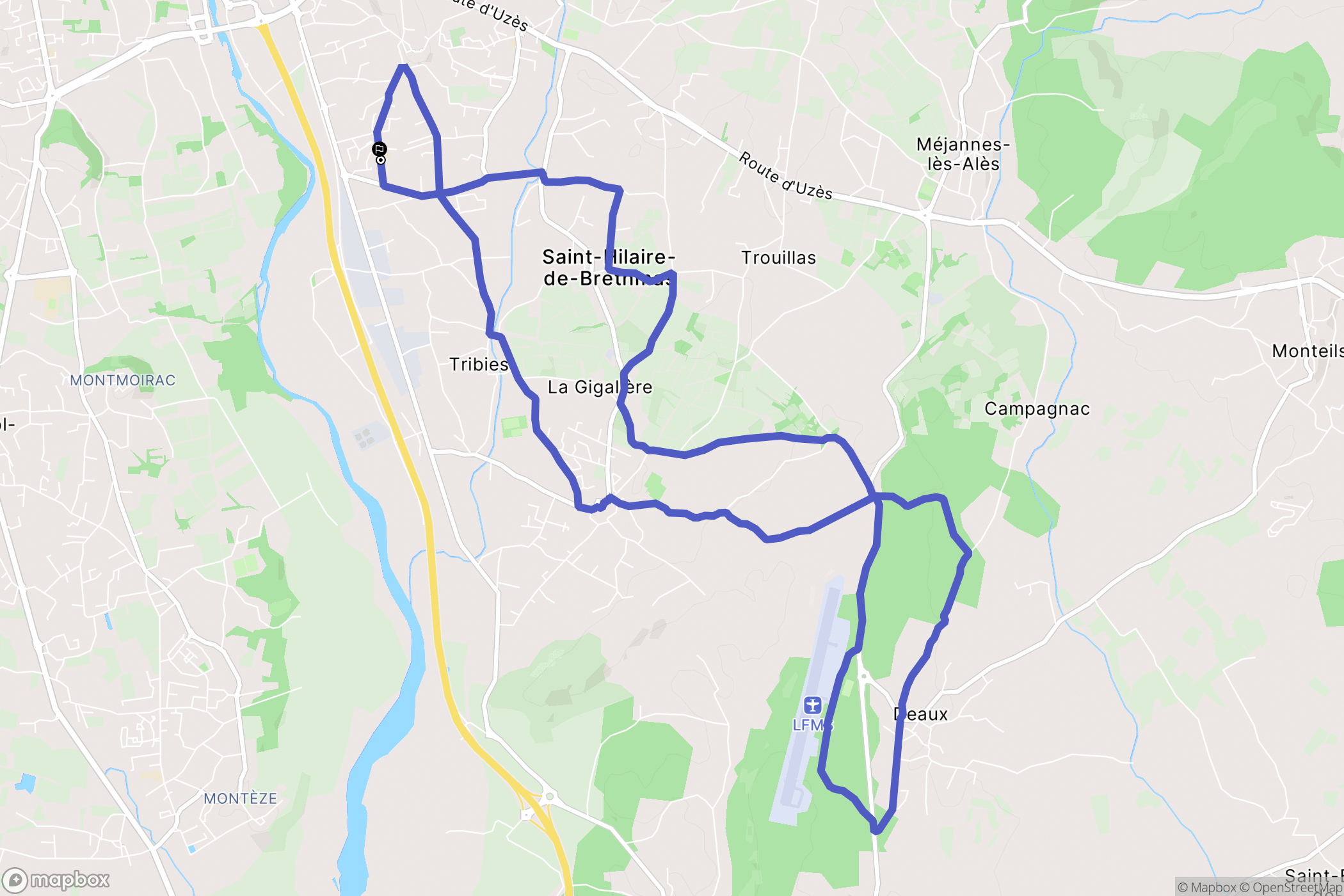 Saint-Hilaire-de-Brethmas : carte du parcours de randonnée - France