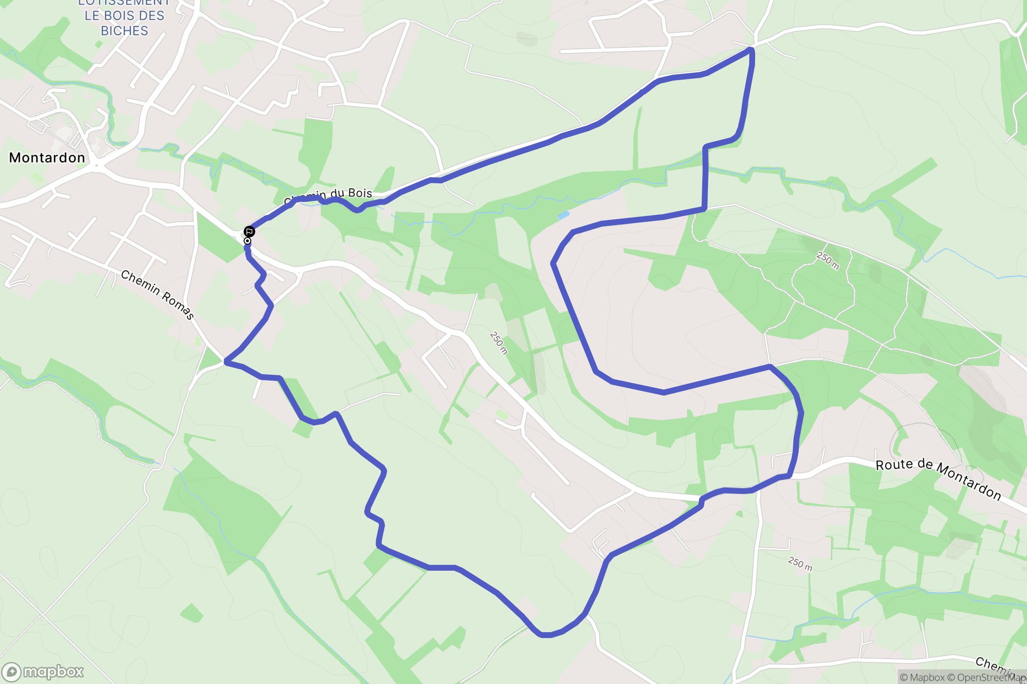 Montardon : carte du parcours de randonnée - France