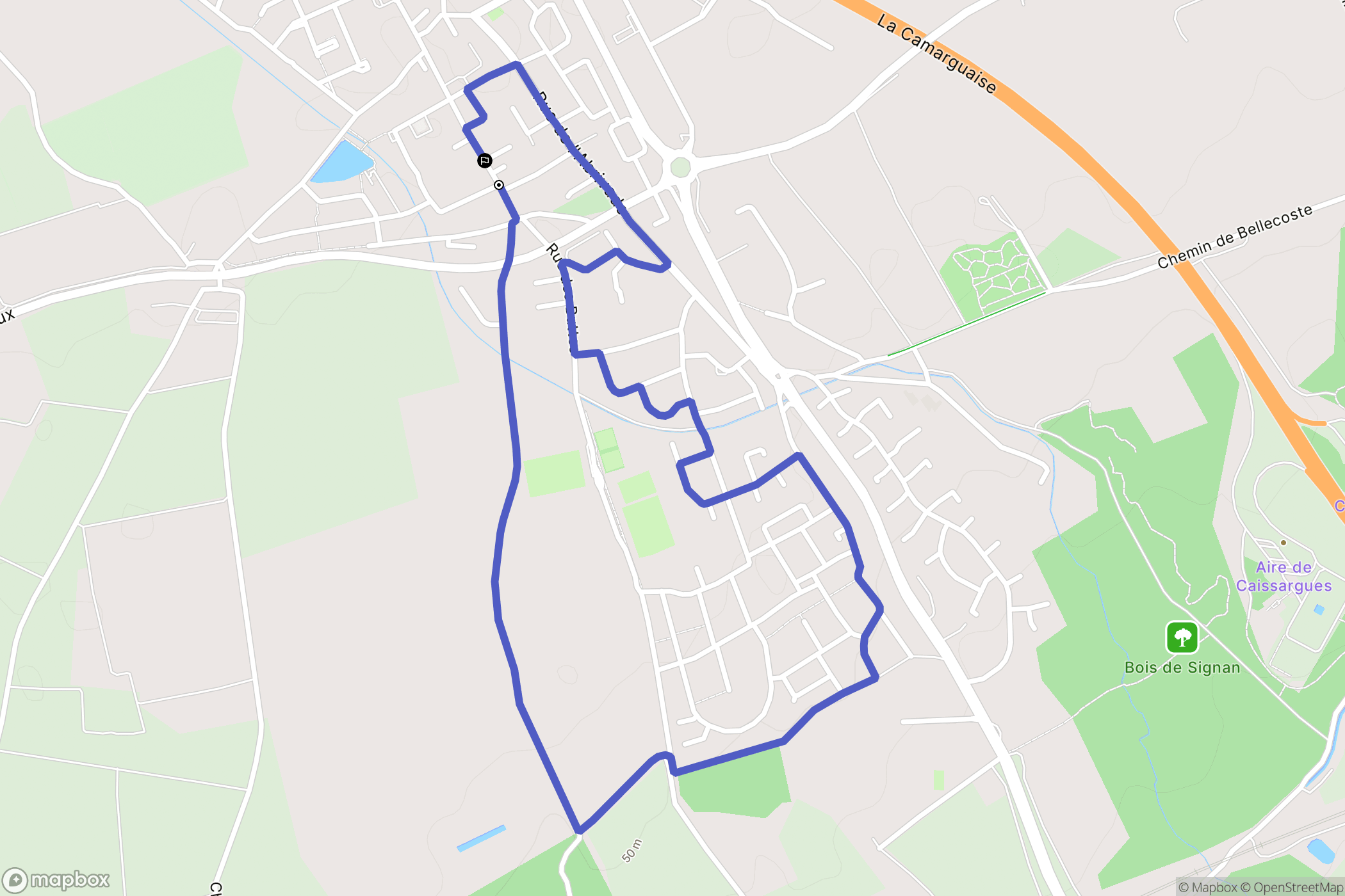 Caissargues : carte du parcours de randonnée - France