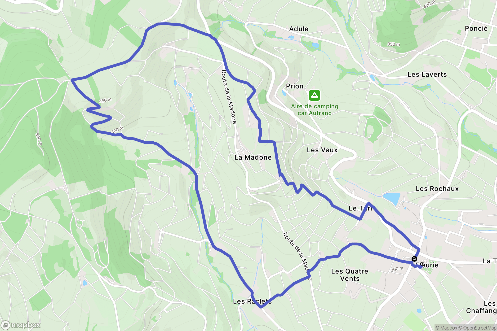 Fleurie : carte du parcours de randonnée - France