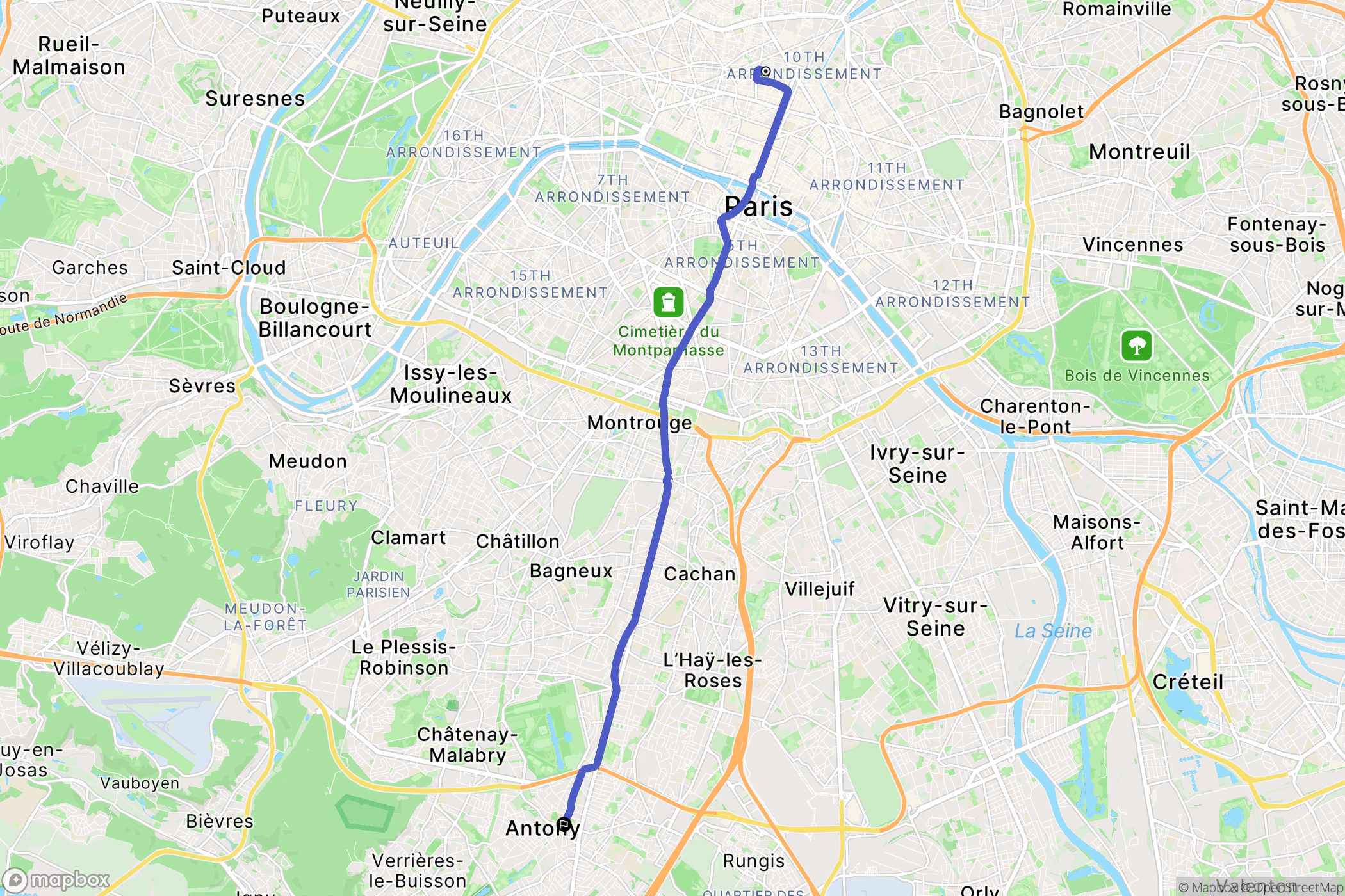 Paris : carte du parcours de randonnée - France