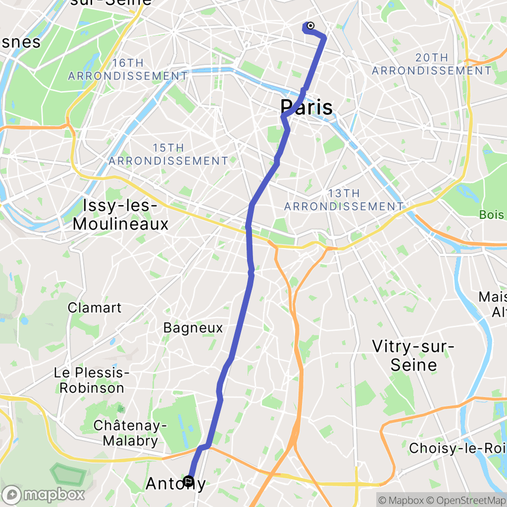 Paris : carte du parcours de randonnée - France
