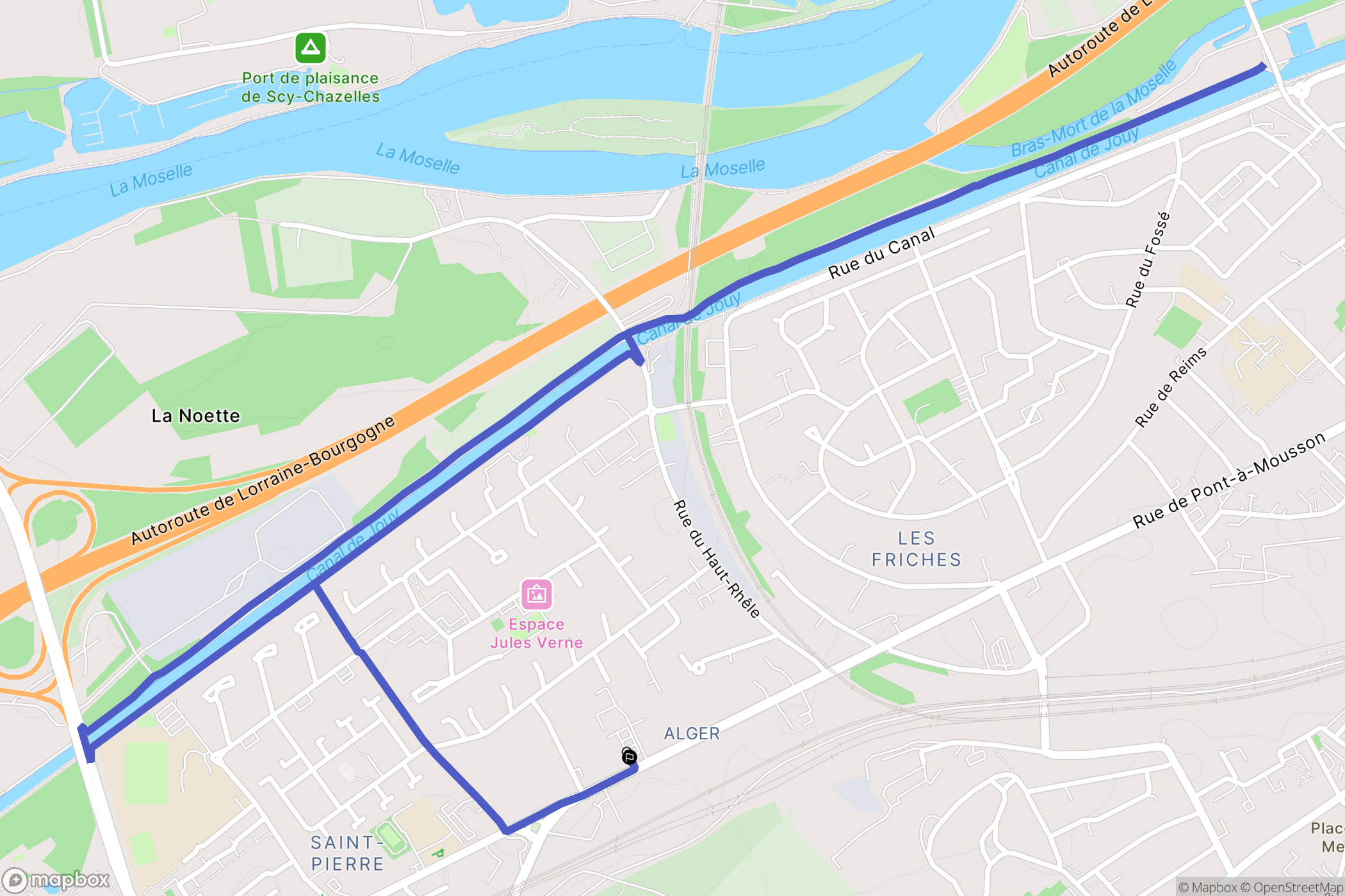 Moulins-lès-Metz : carte du parcours de randonnée - France