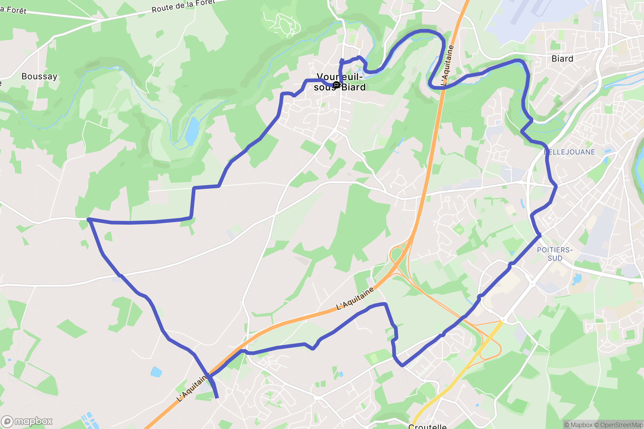 Vouneuil-sous-Biard : carte du parcours de randonnée - France