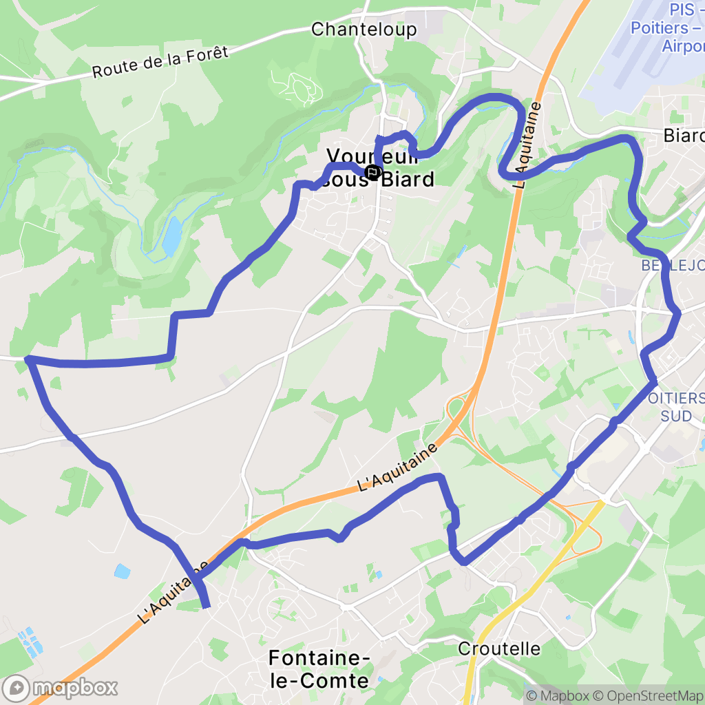 Vouneuil-sous-Biard : carte du parcours de randonnée - France