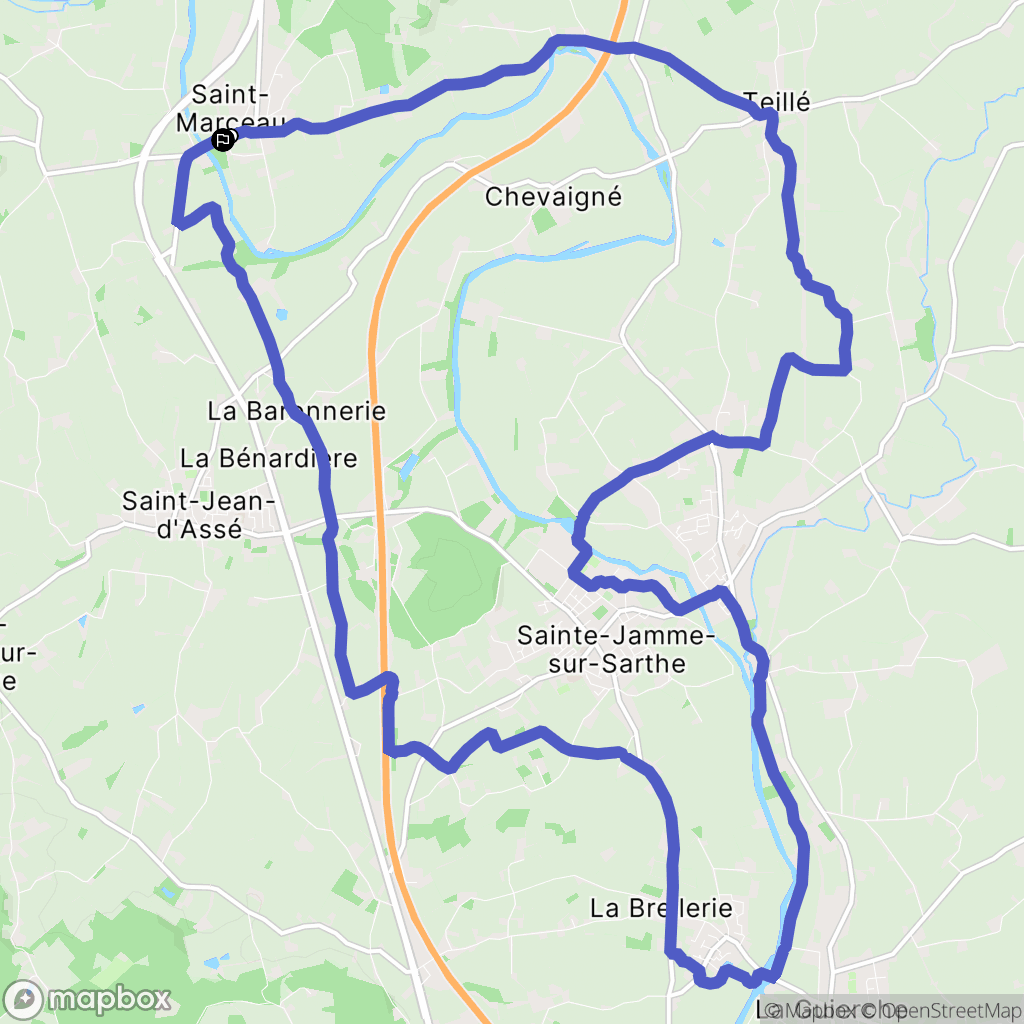 Montbizot : carte du parcours de randonnée - France