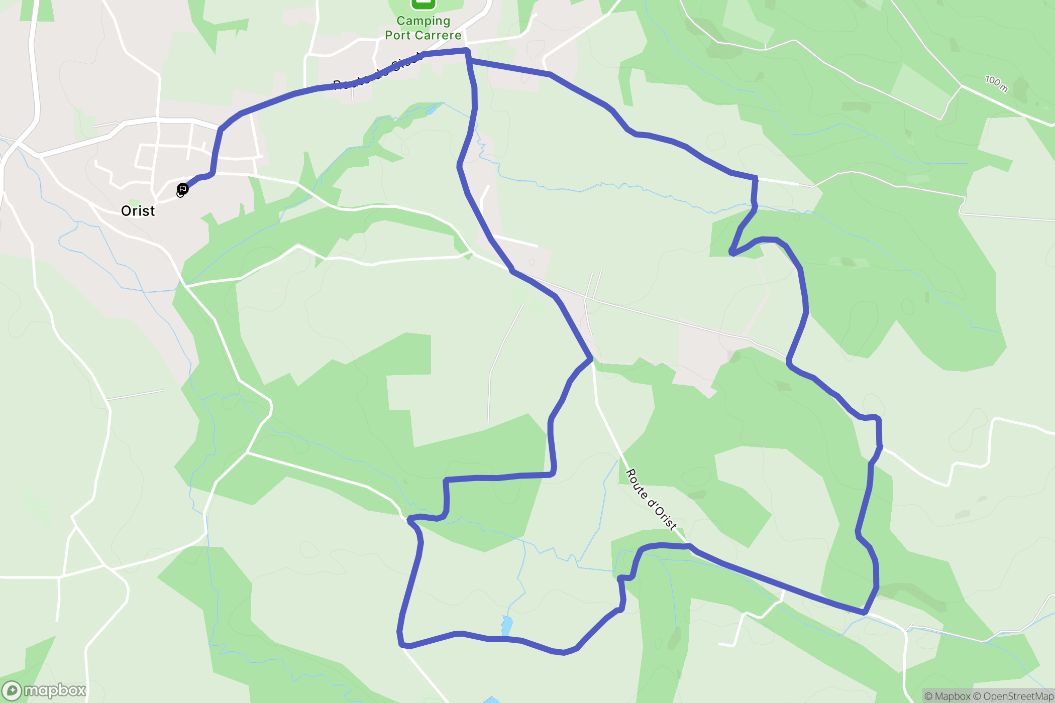 Orist : carte du parcours de randonnée - France