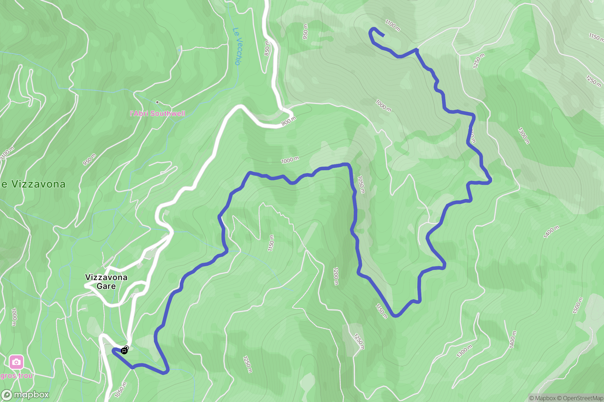 Vizzavona : carte du parcours de randonnée - France