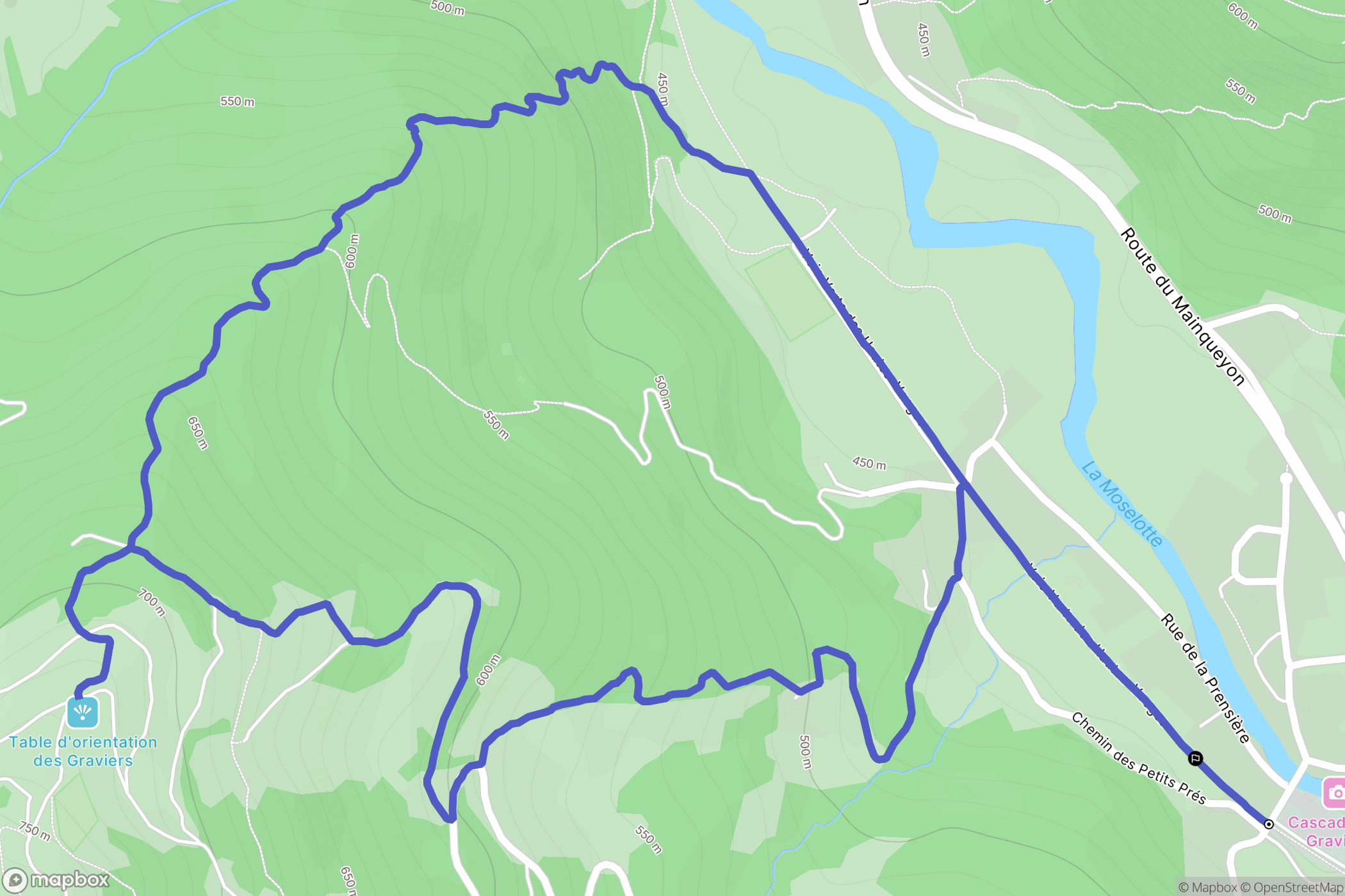 Saulxures-sur-Moselotte : carte du parcours de randonnée - France