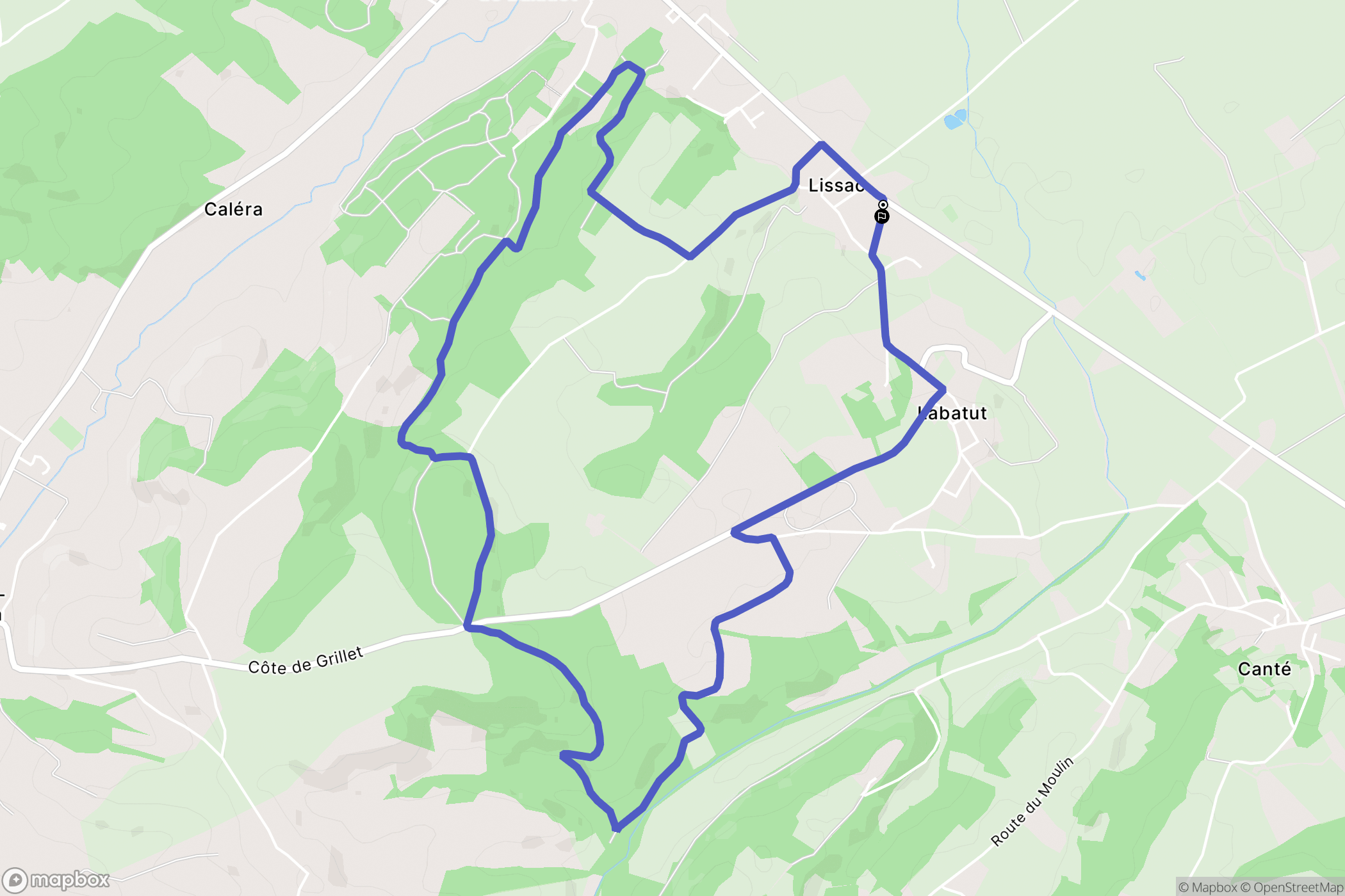 Lissac : carte du parcours de randonnée - France