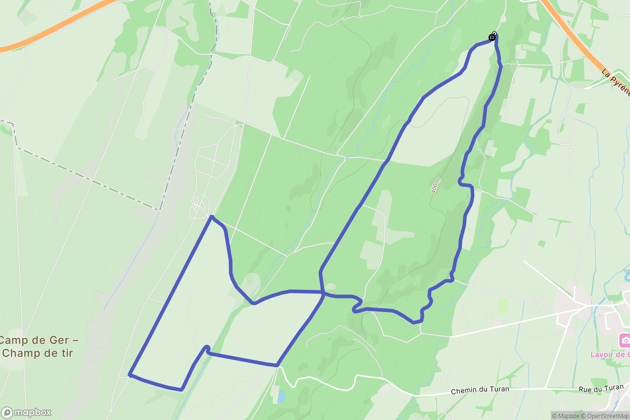 Ibos : carte du parcours de randonnée - France