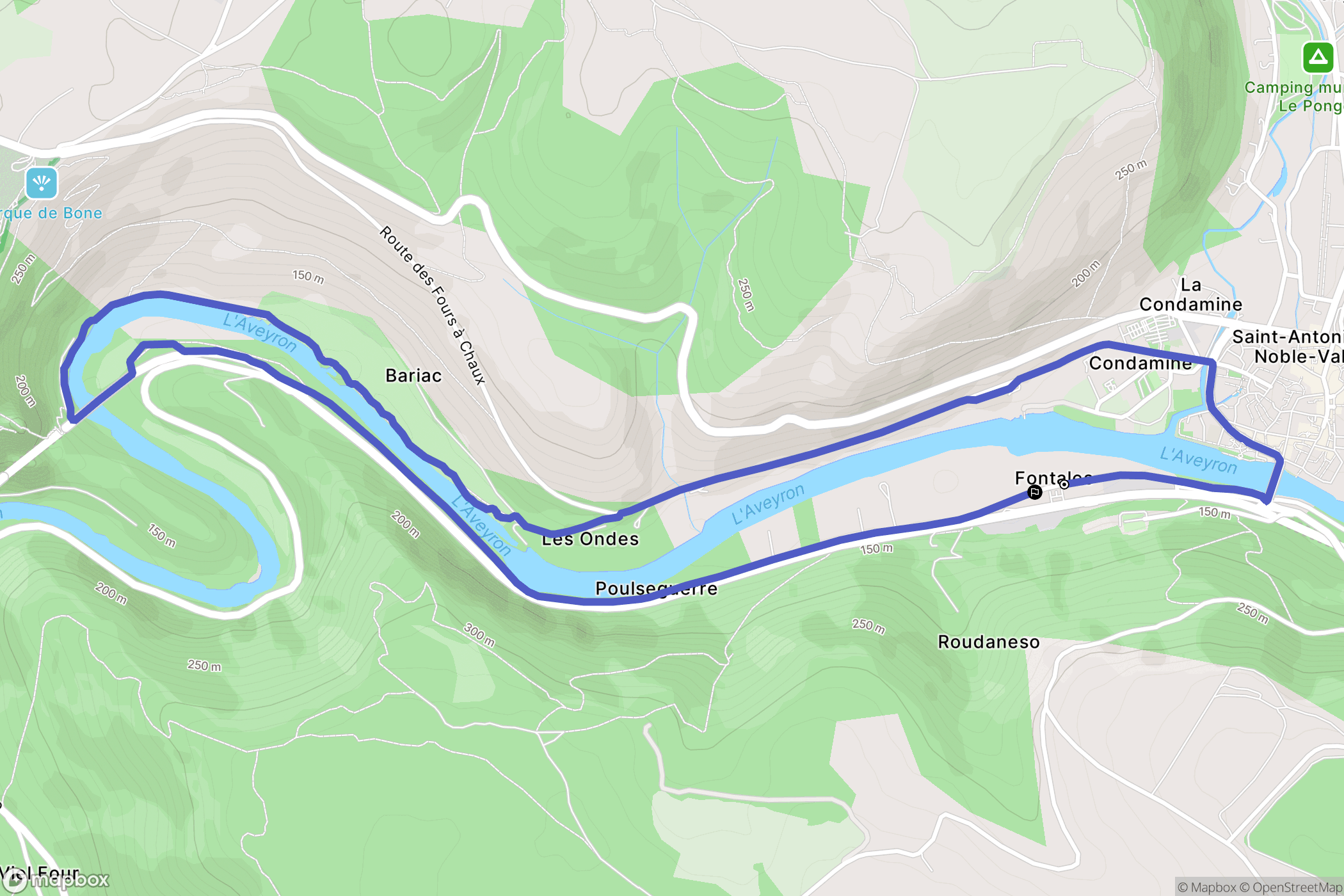 Saint-Antonin-Noble-Val : carte du parcours de randonnée - France