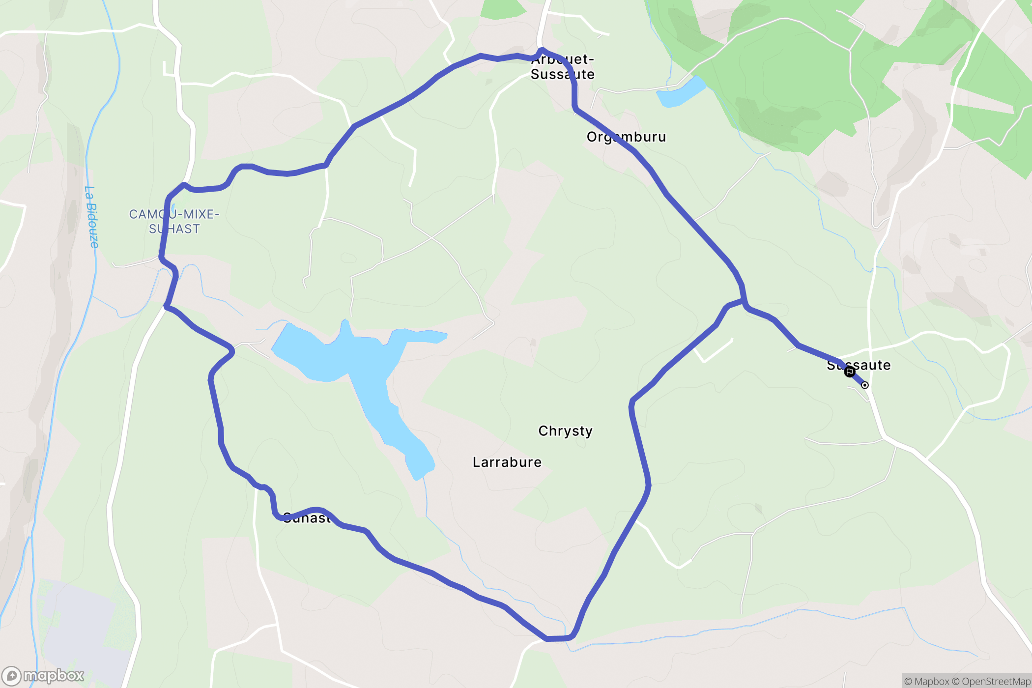 Arbouet-Sussaute : carte du parcours de randonnée - France