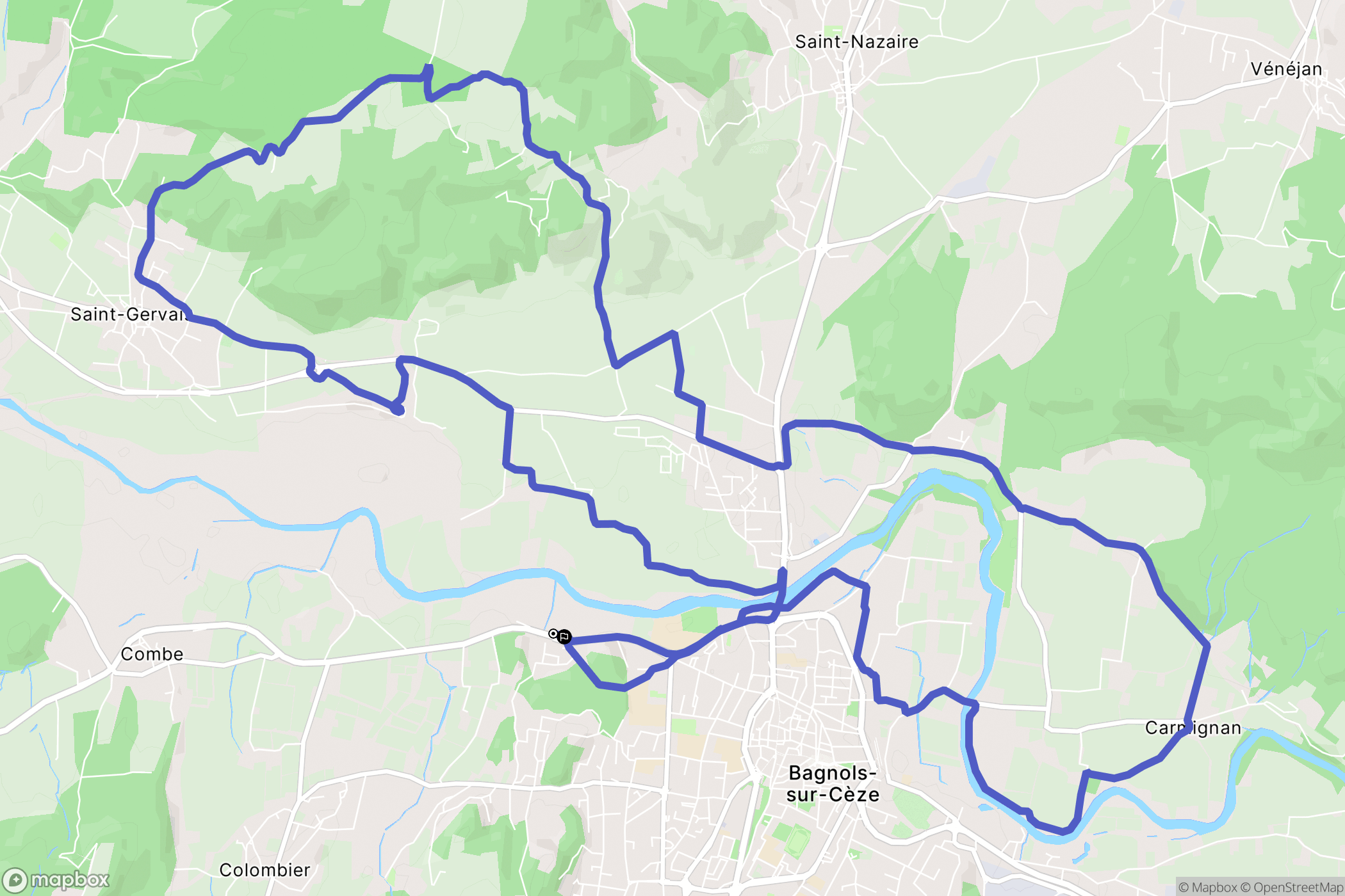 Bagnols-sur-Cèze : carte du parcours de randonnée - France