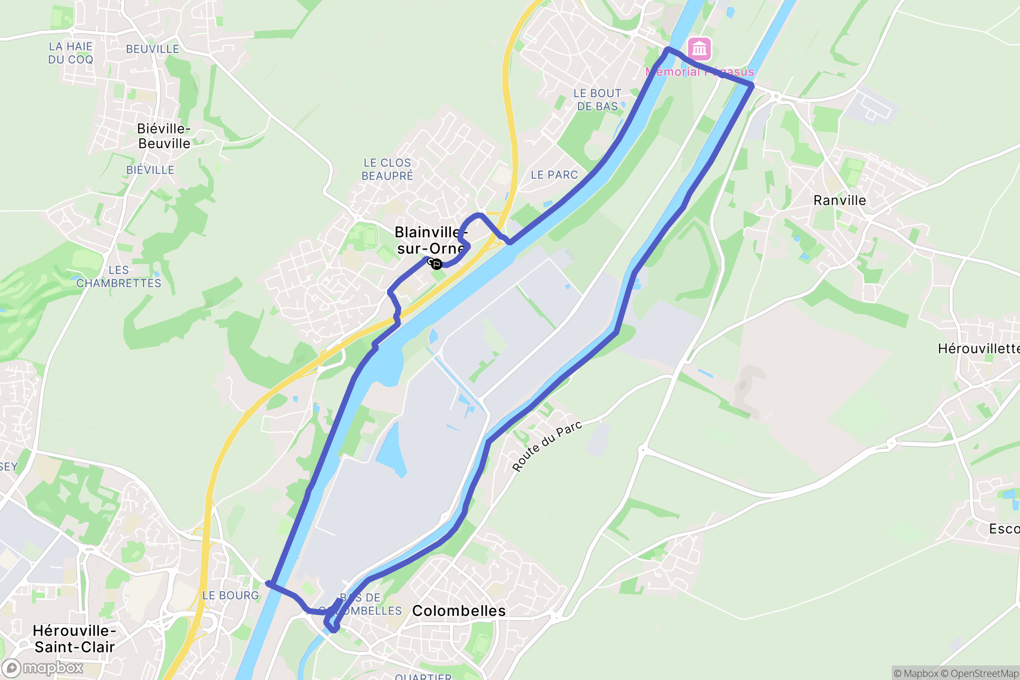 Blainville-sur-Orne : carte du parcours de randonnée - France