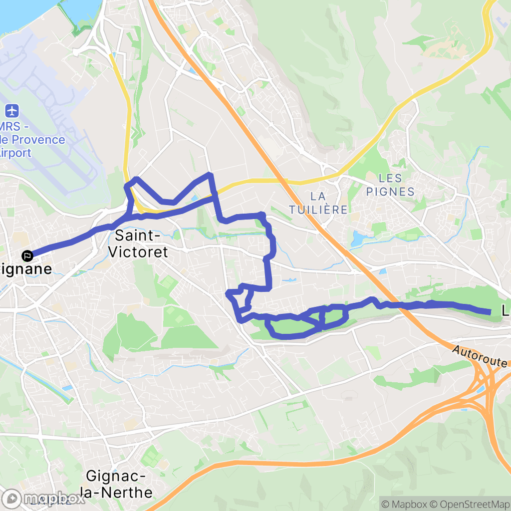 Marignane : carte du parcours de randonnée - France