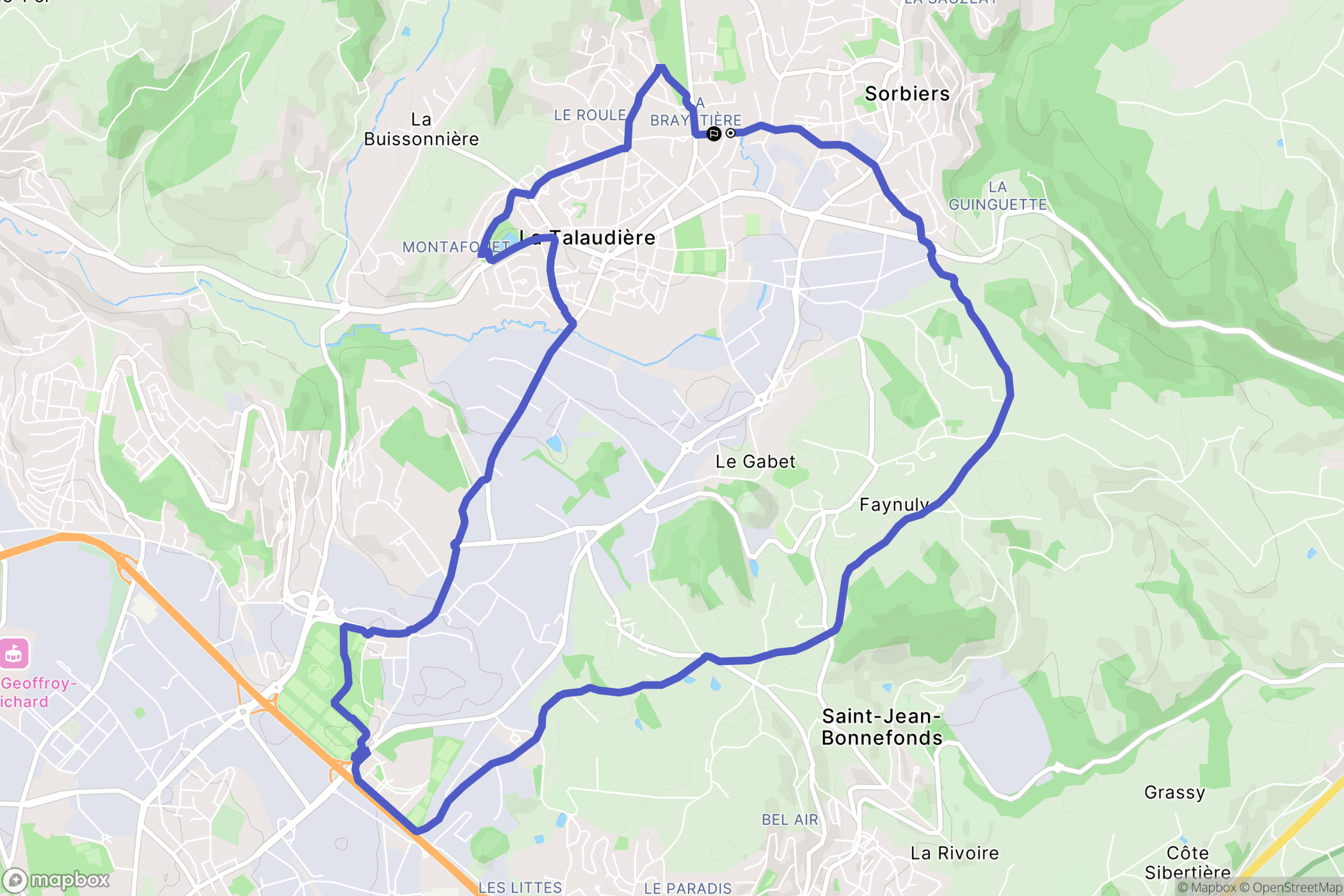Sorbiers : carte du parcours de randonnée - France