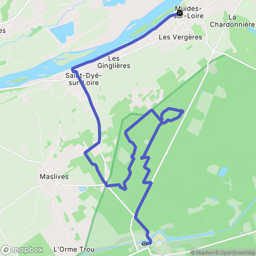 Chambord : carte du parcours de randonnée - France