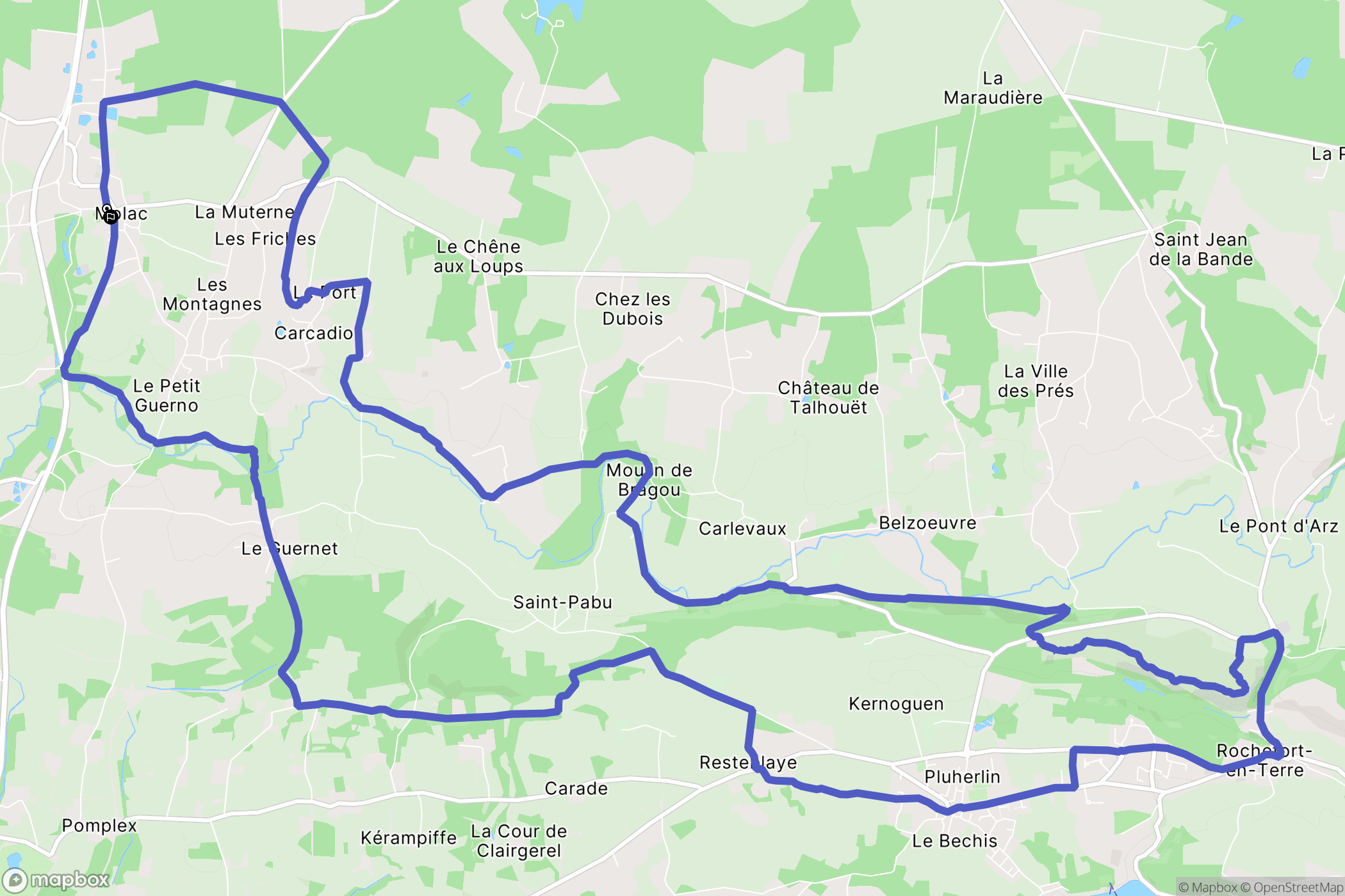 Molac : carte du parcours de randonnée - France