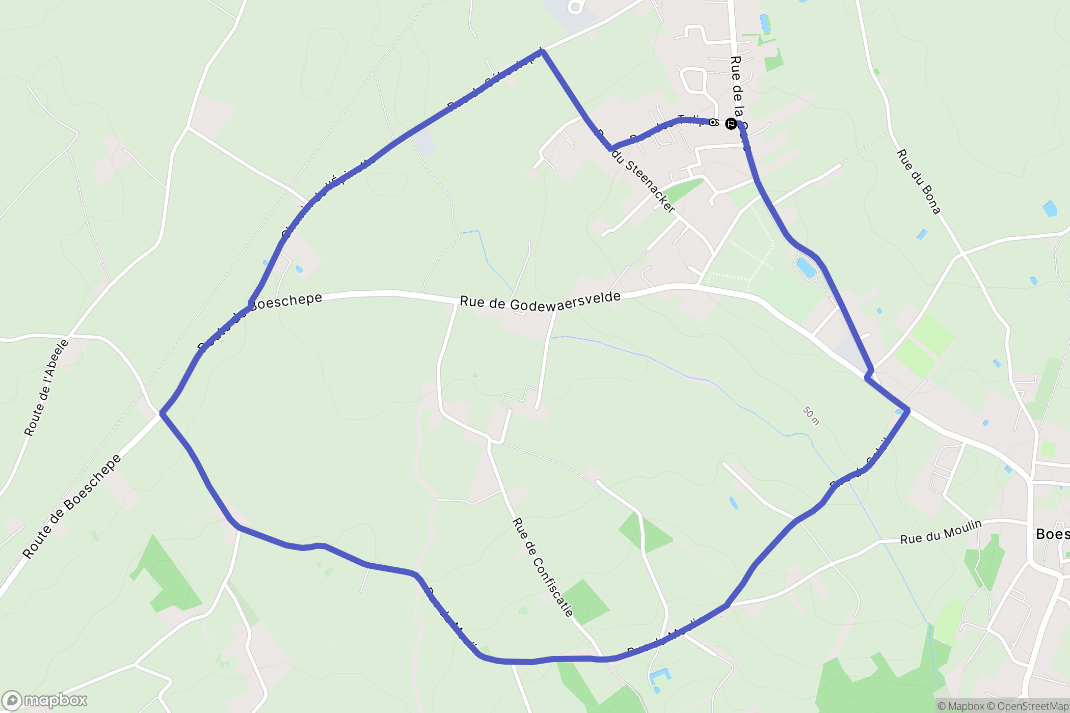 Boeschepe : carte du parcours de randonnée - France