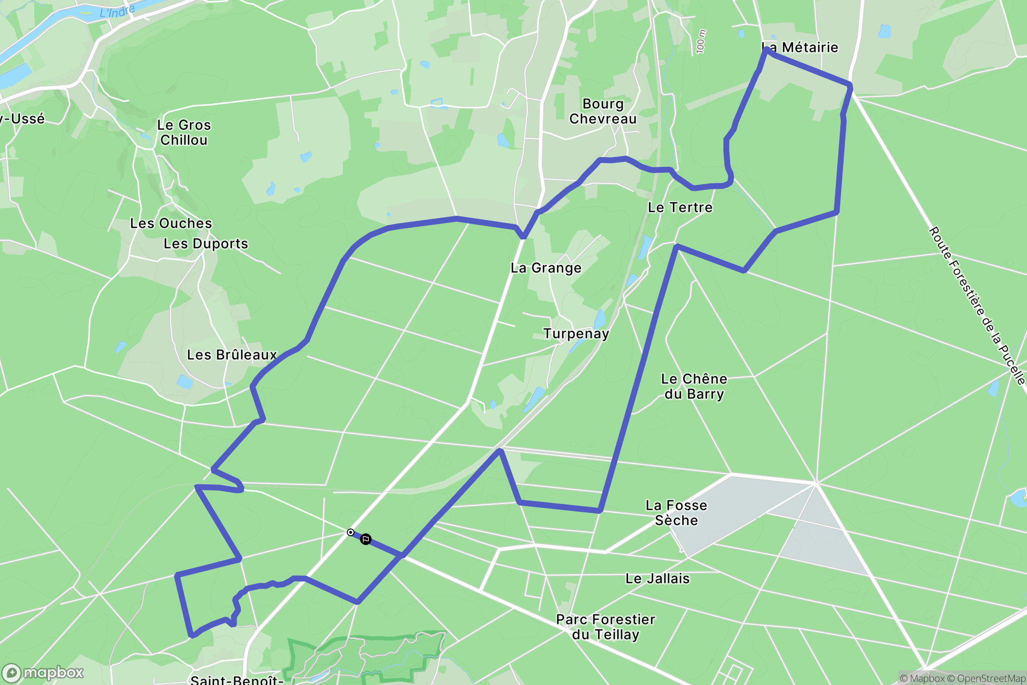 Saint-Benoît-la-Forêt : carte du parcours de randonnée - France
