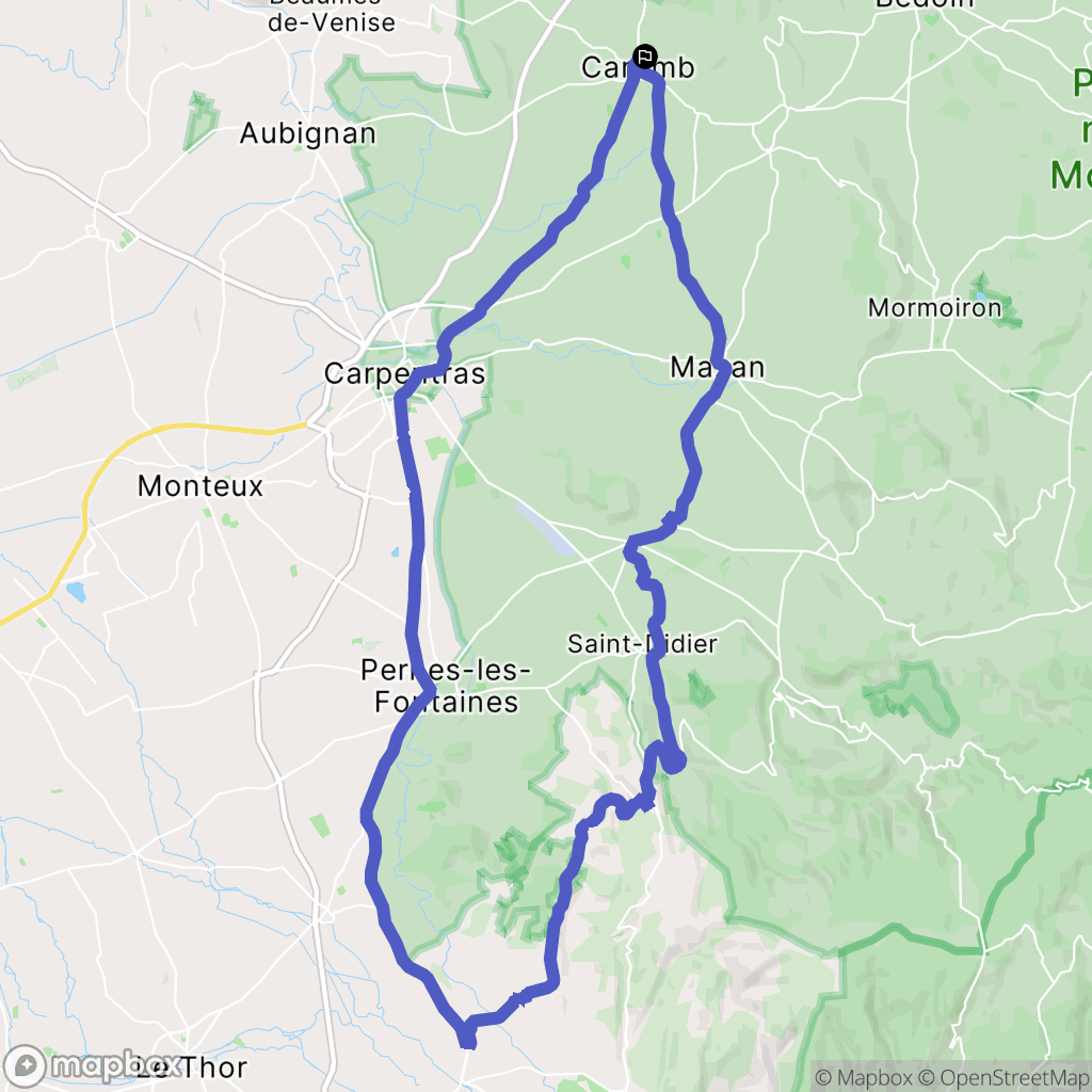 Caromb : carte du parcours de randonnée - France