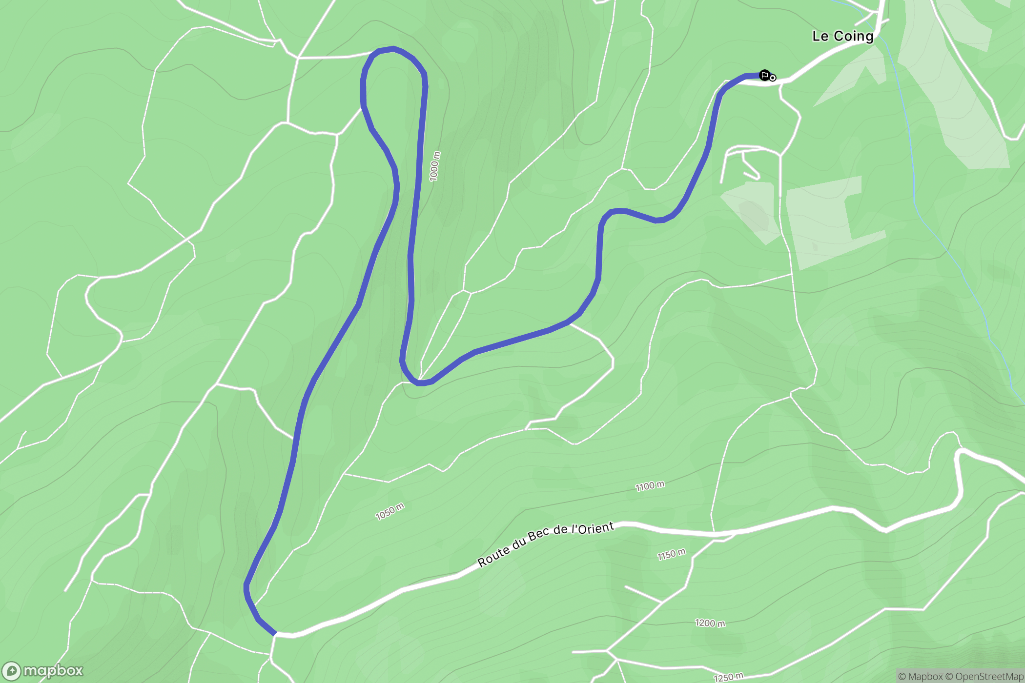 Montaud : carte du parcours de randonnée - France