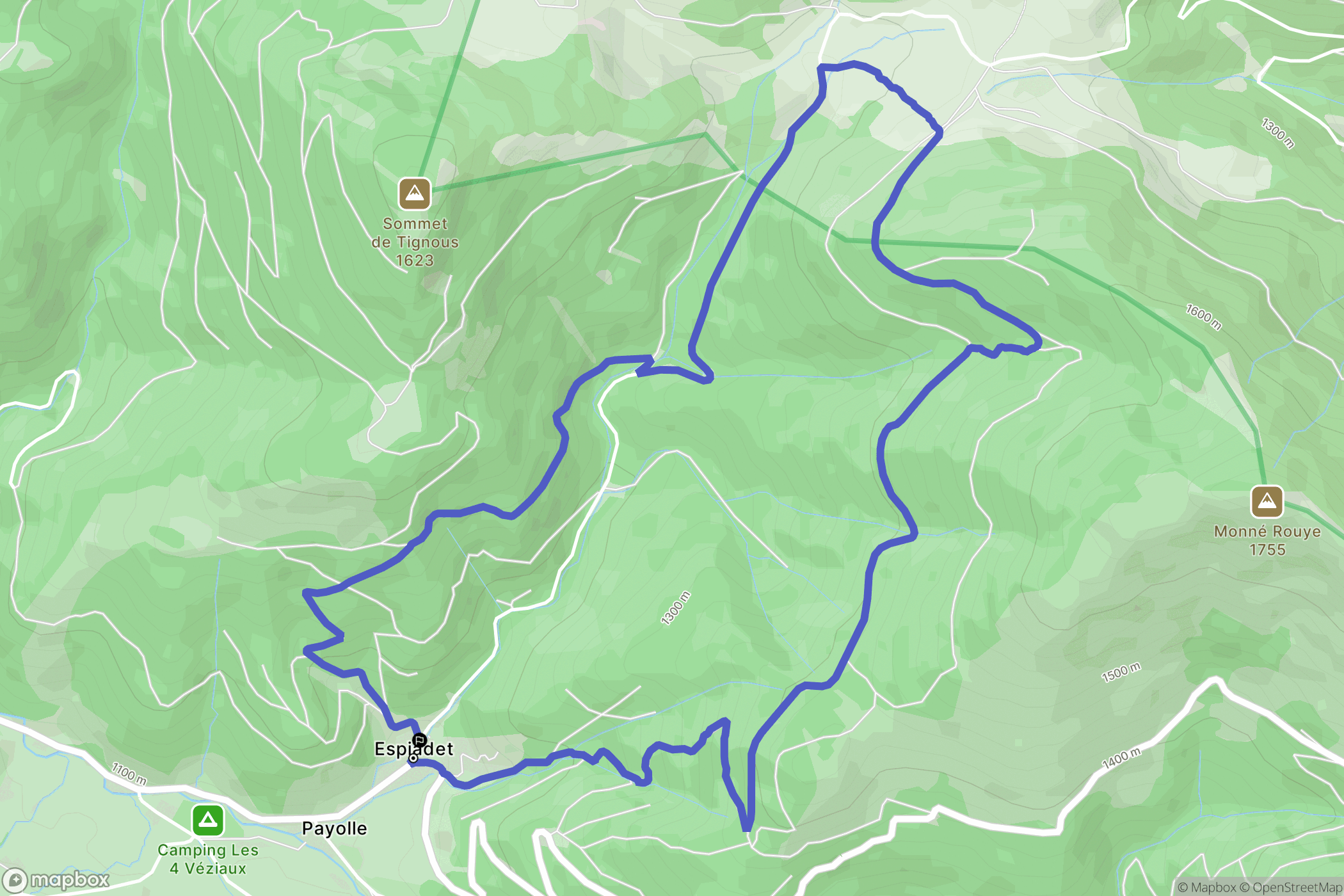 Campan : carte du parcours de randonnée - France