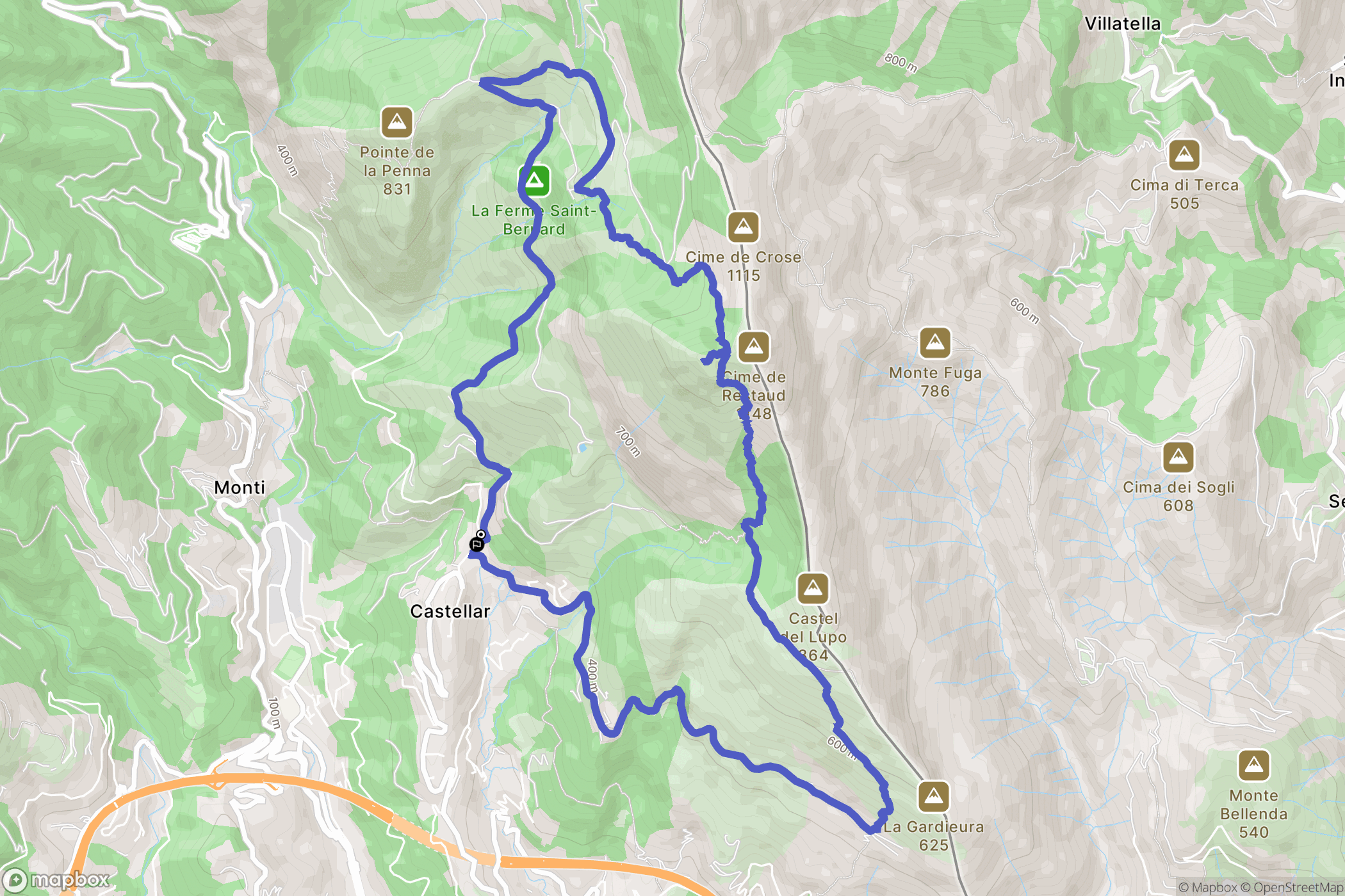 Castellar : carte du parcours de randonnée - France