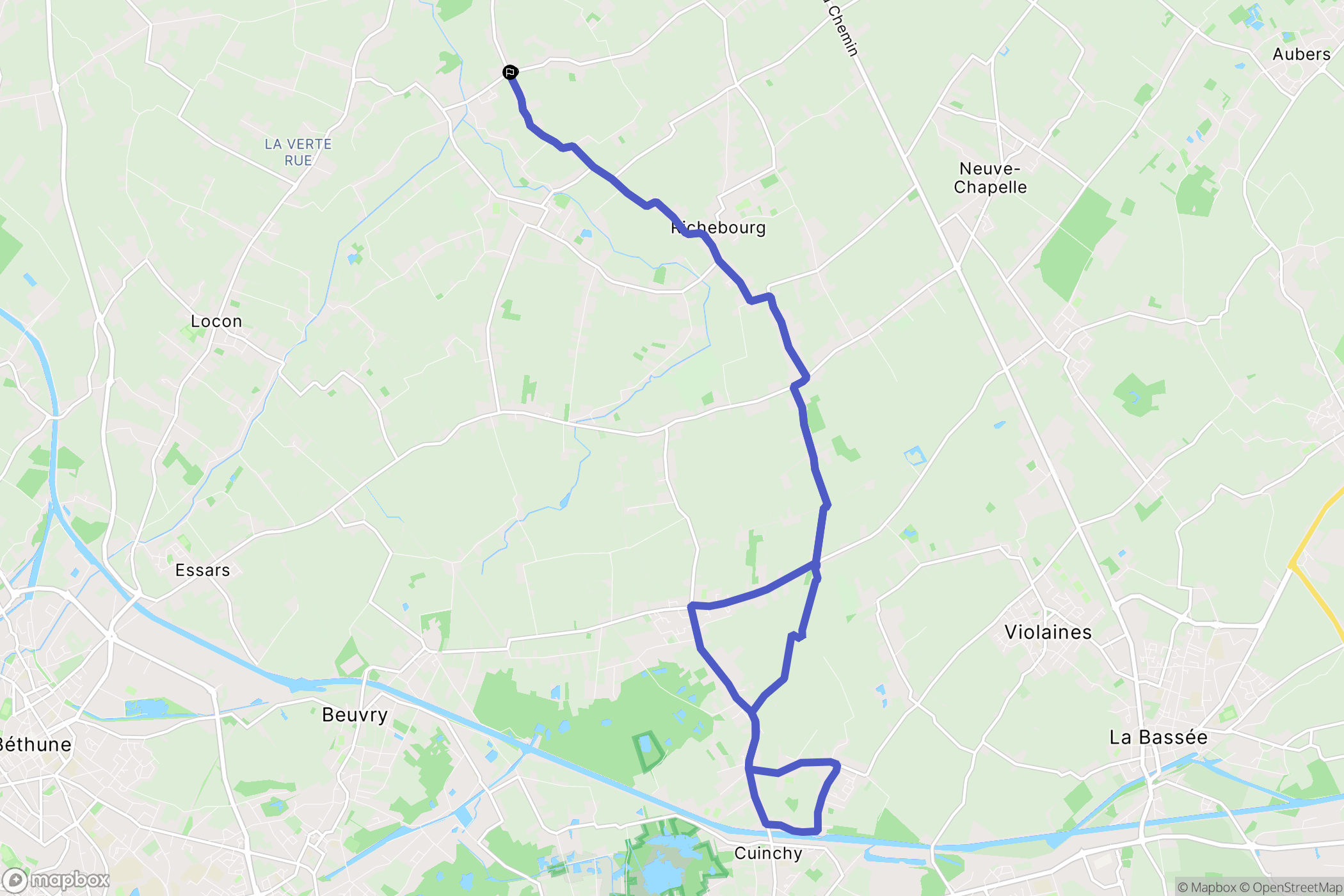 Vieille-Chapelle : carte du parcours de randonnée - France