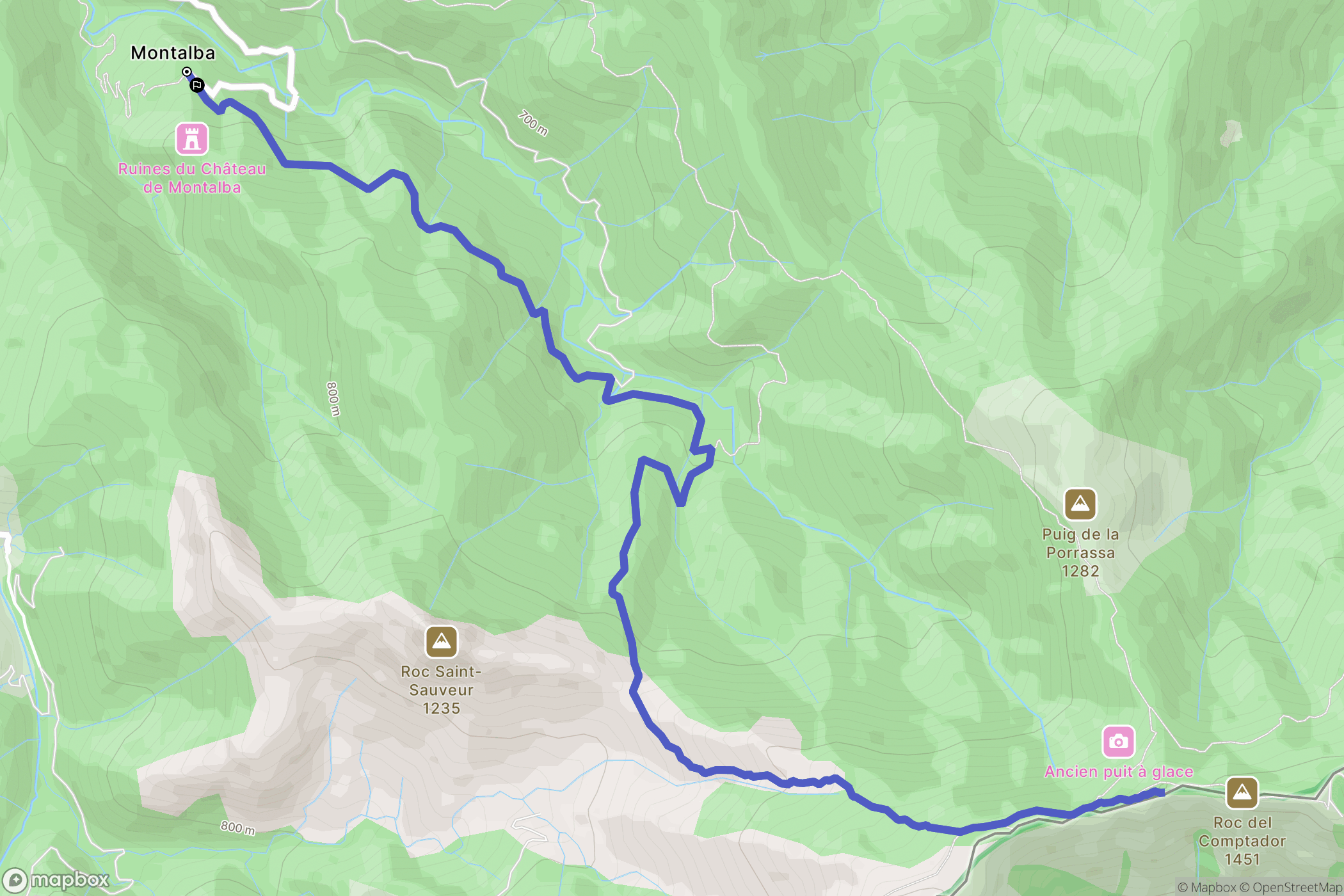 Amélie-les-Bains-Palalda : carte du parcours de randonnée - France
