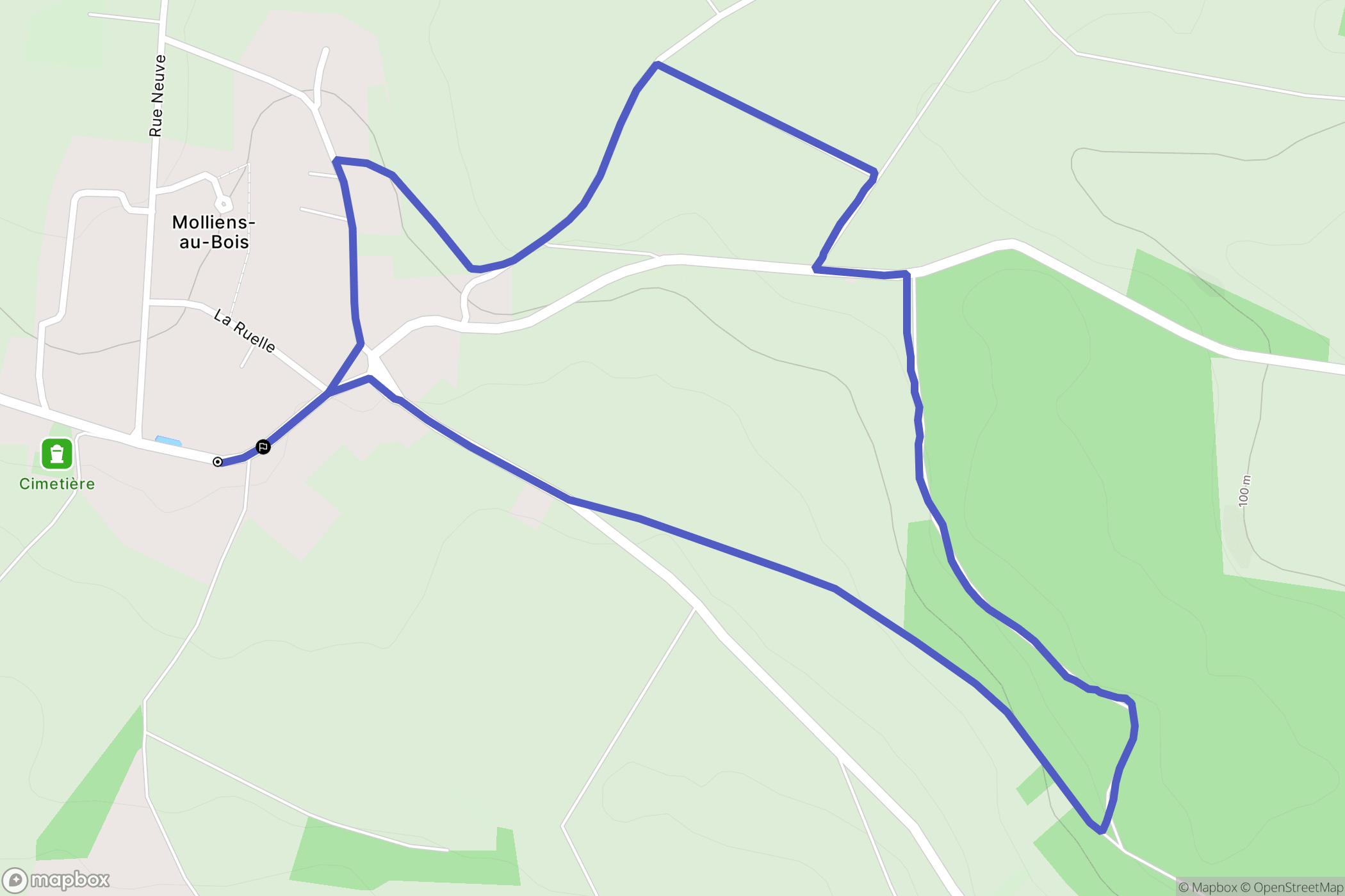 Molliens-au-Bois : carte du parcours de randonnée - France