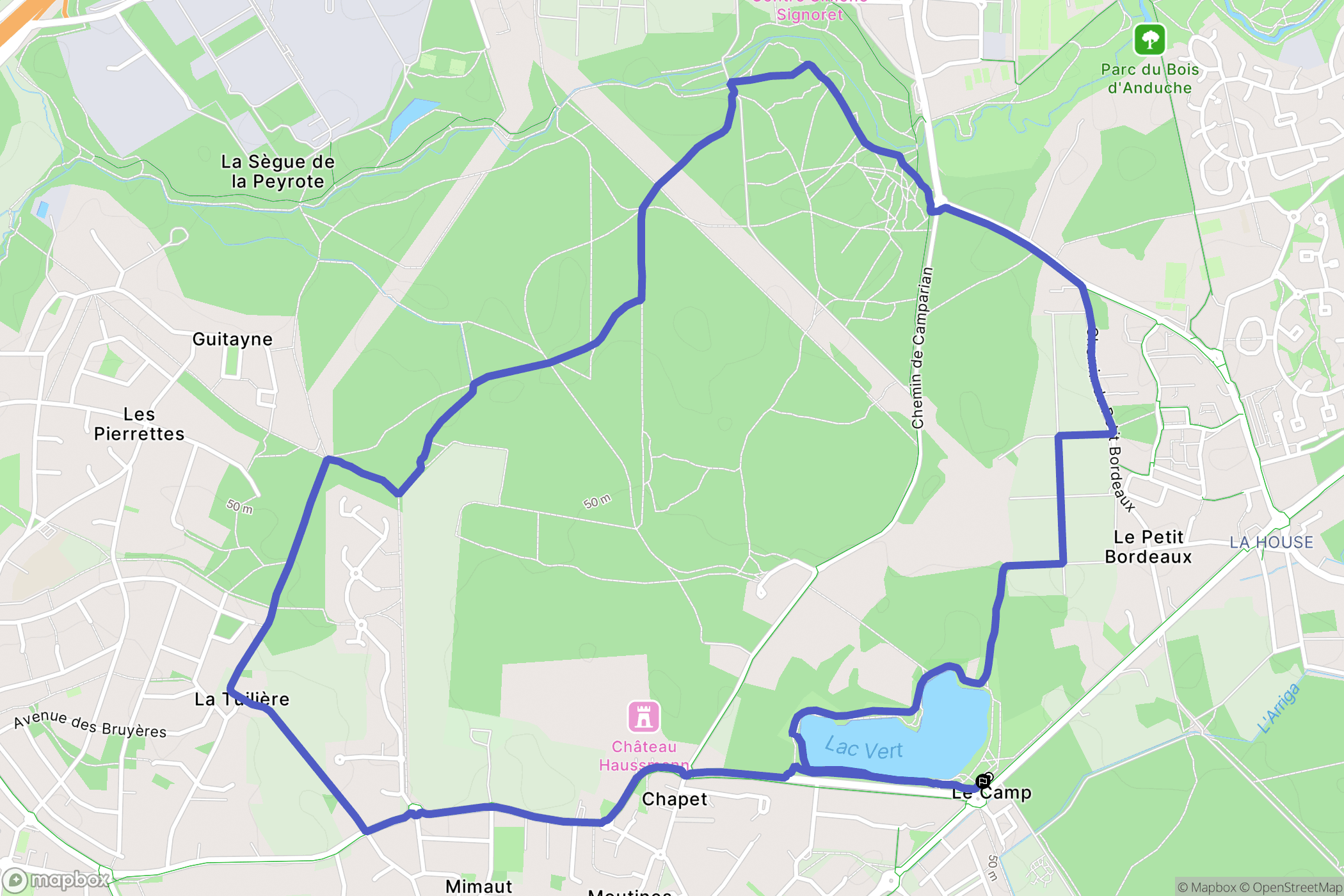 Canéjan : carte du parcours de randonnée - France