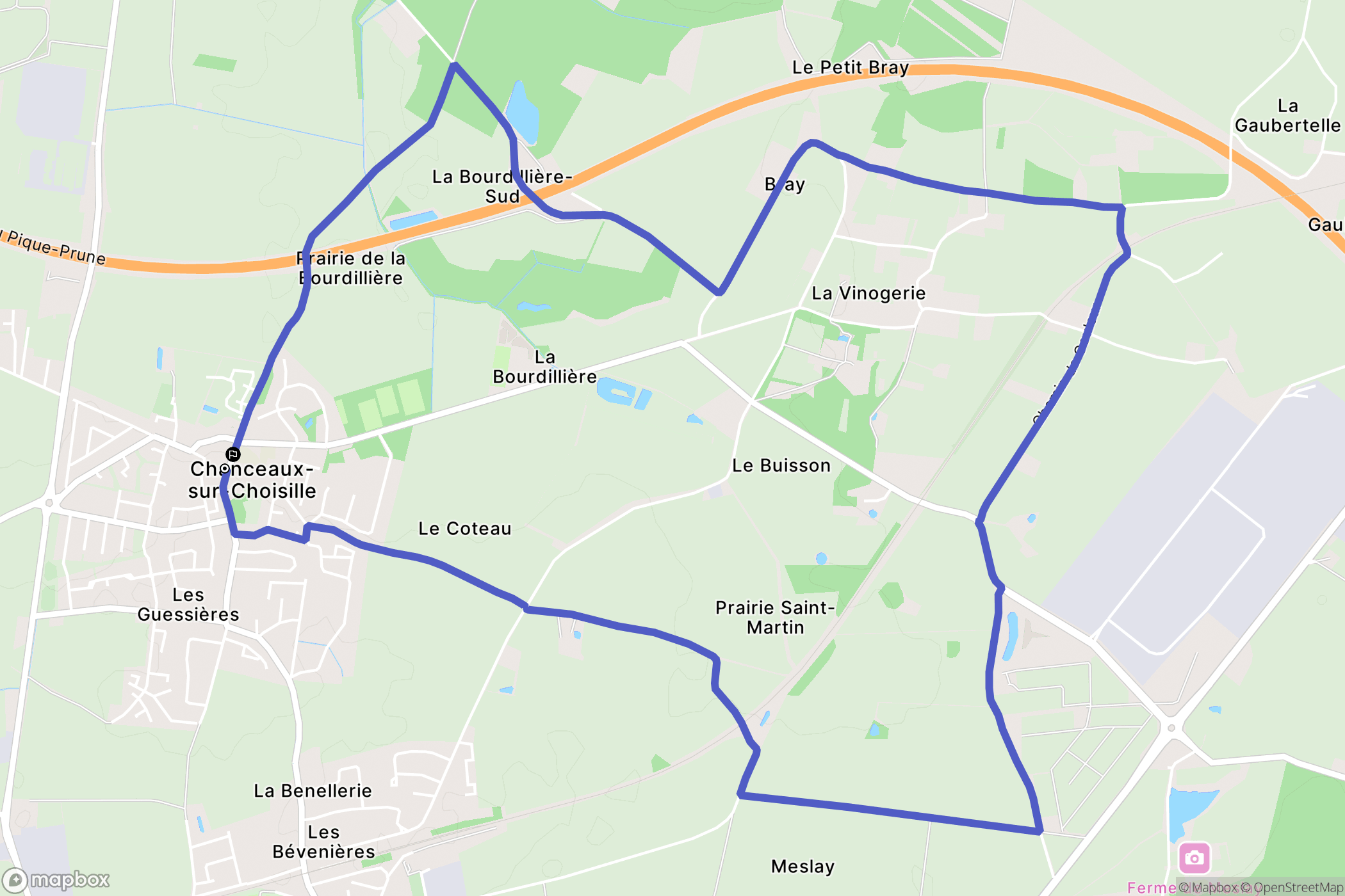 Chanceaux-sur-Choisille : carte du parcours de randonnée - France