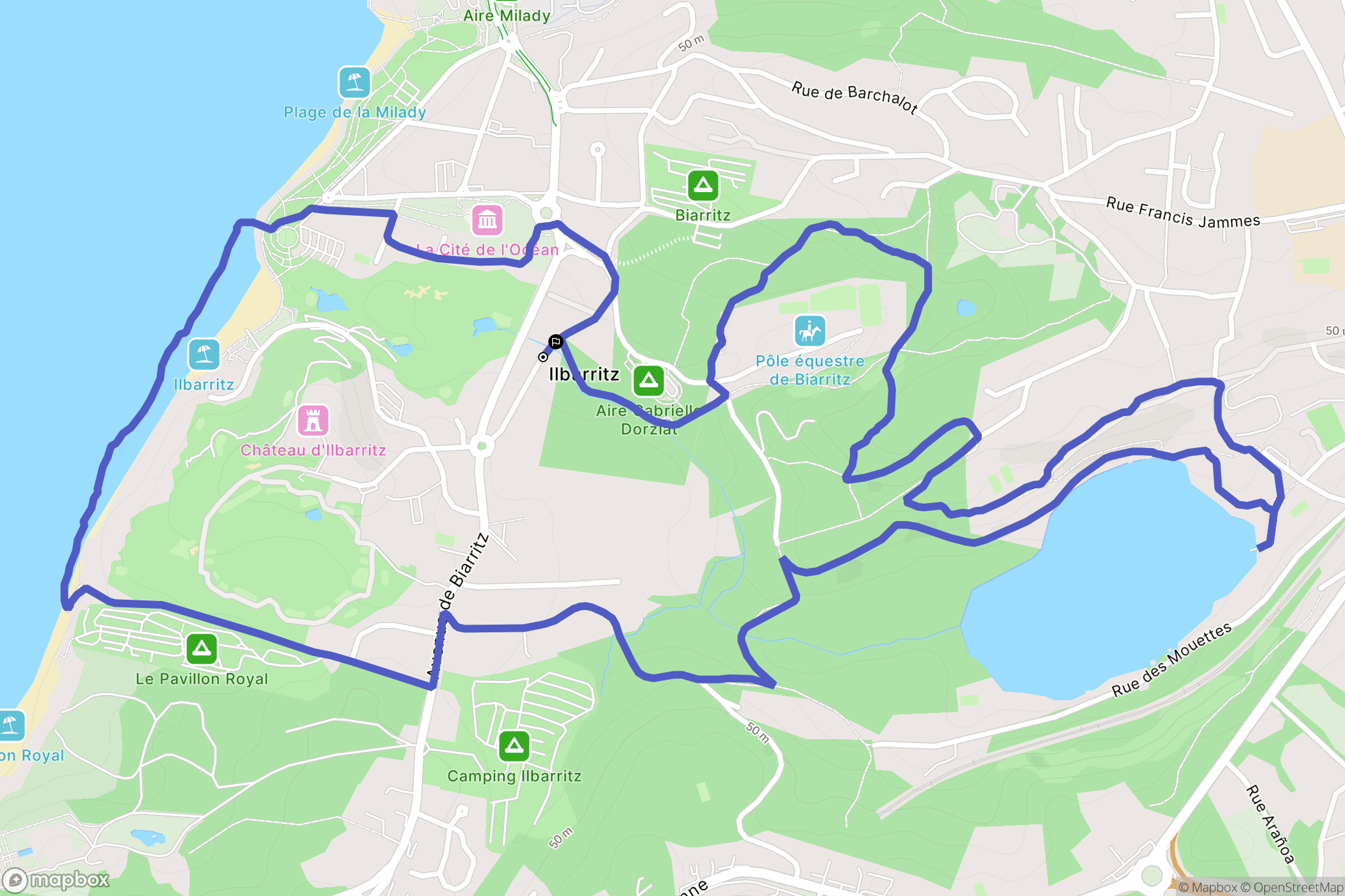 Bidart : carte du parcours de randonnée - France