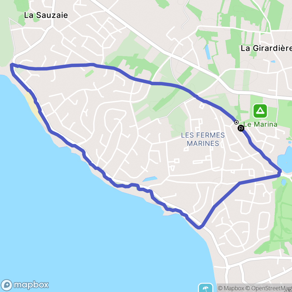 Bretignolles-sur-Mer : carte du parcours de randonnée - France