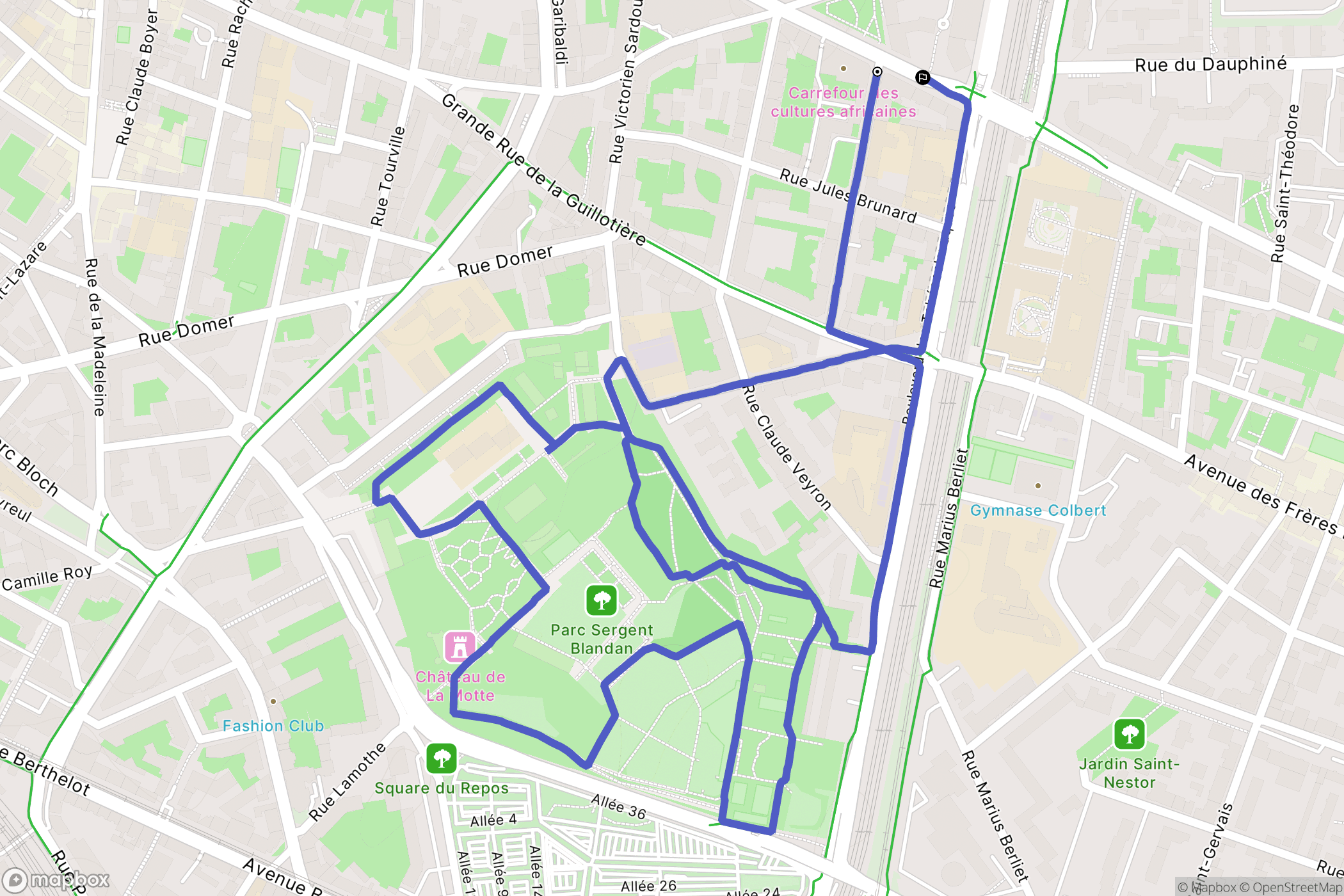Lyon : carte du parcours de randonnée - France