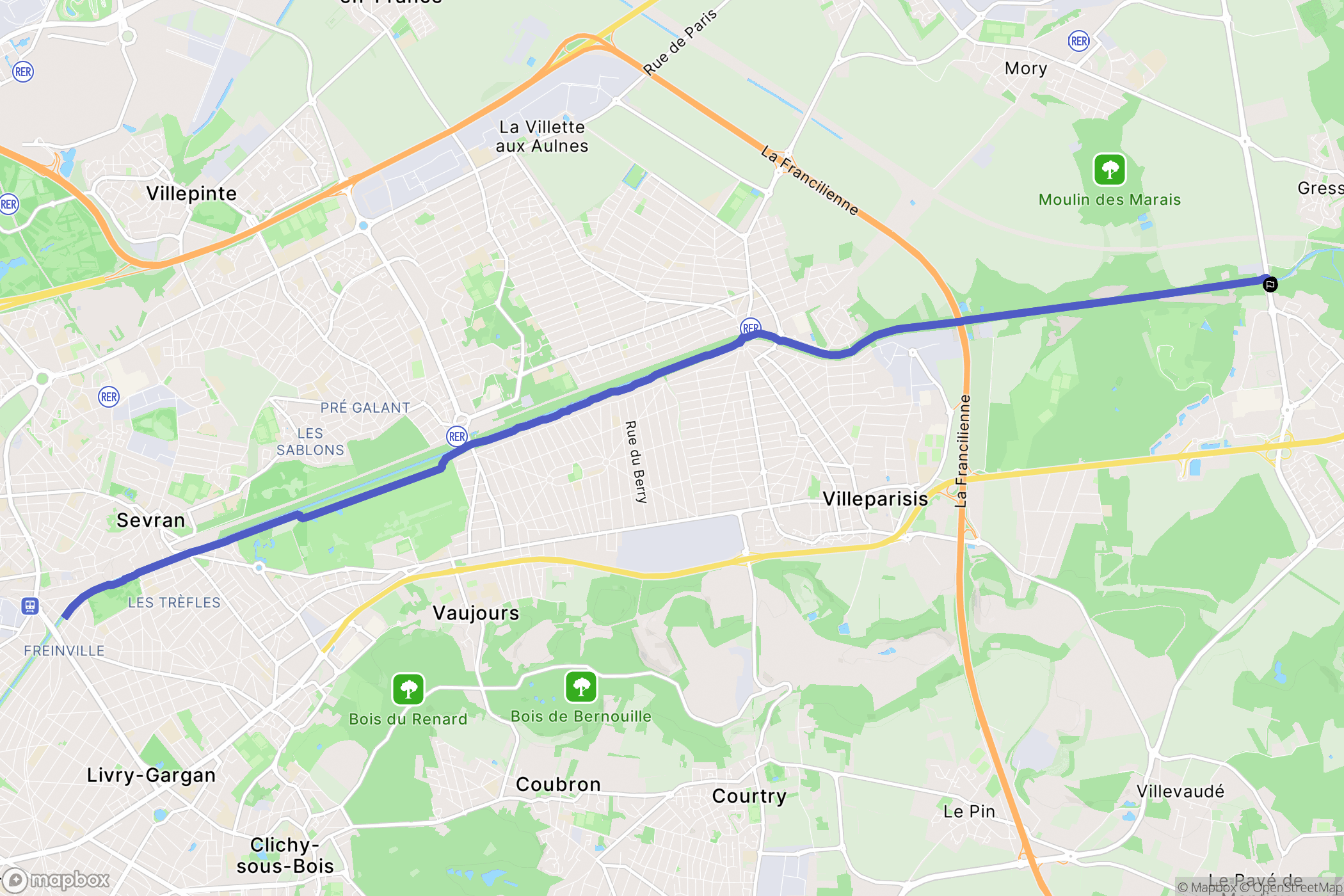 Claye-Souilly : carte du parcours de randonnée - France