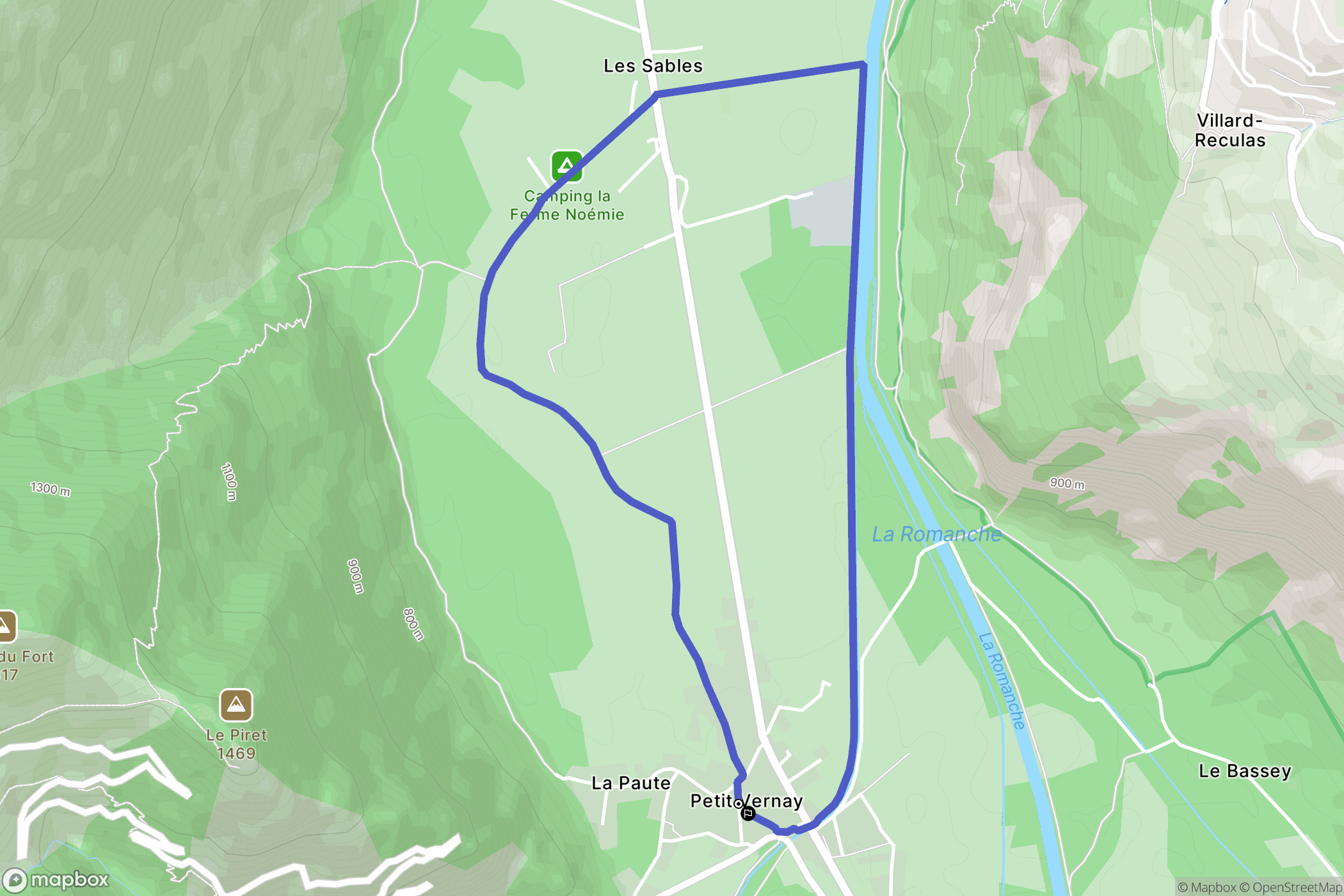Le Bourg-d'Oisans : carte du parcours de randonnée - France