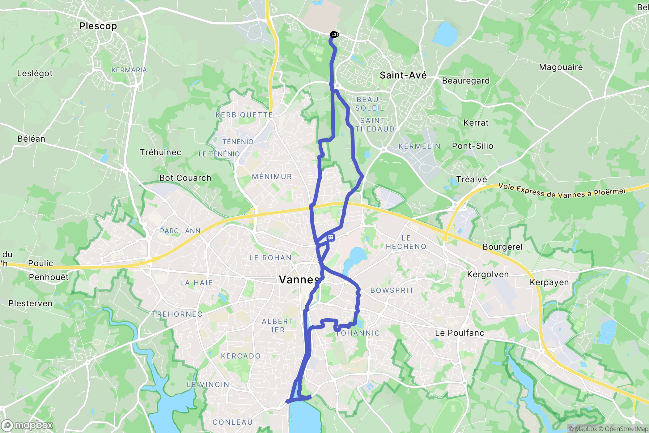 Saint-Avé : carte du parcours de randonnée - France