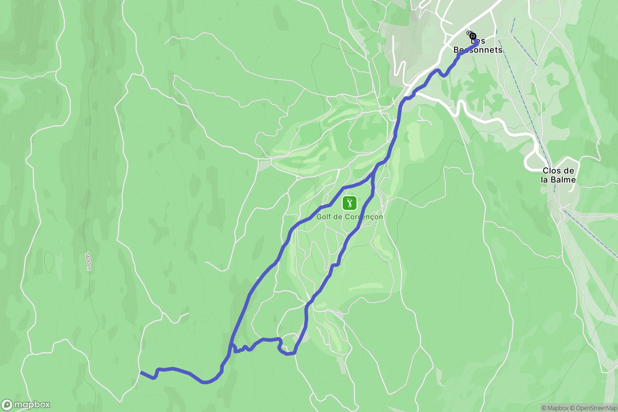 Corrençon-en-Vercors : carte du parcours de randonnée - France