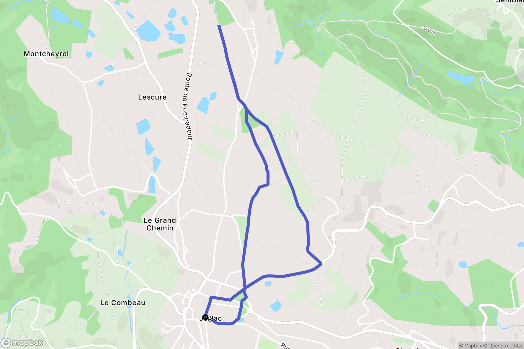 Juillac : carte du parcours de randonnée - France