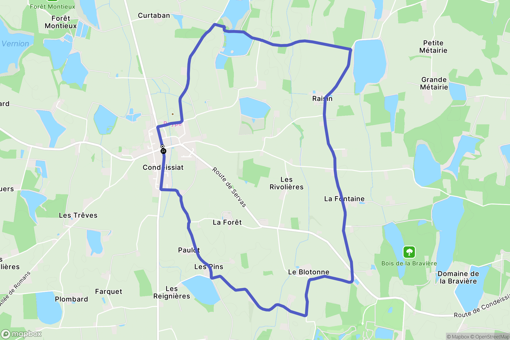 Condeissiat : carte du parcours de randonnée - France