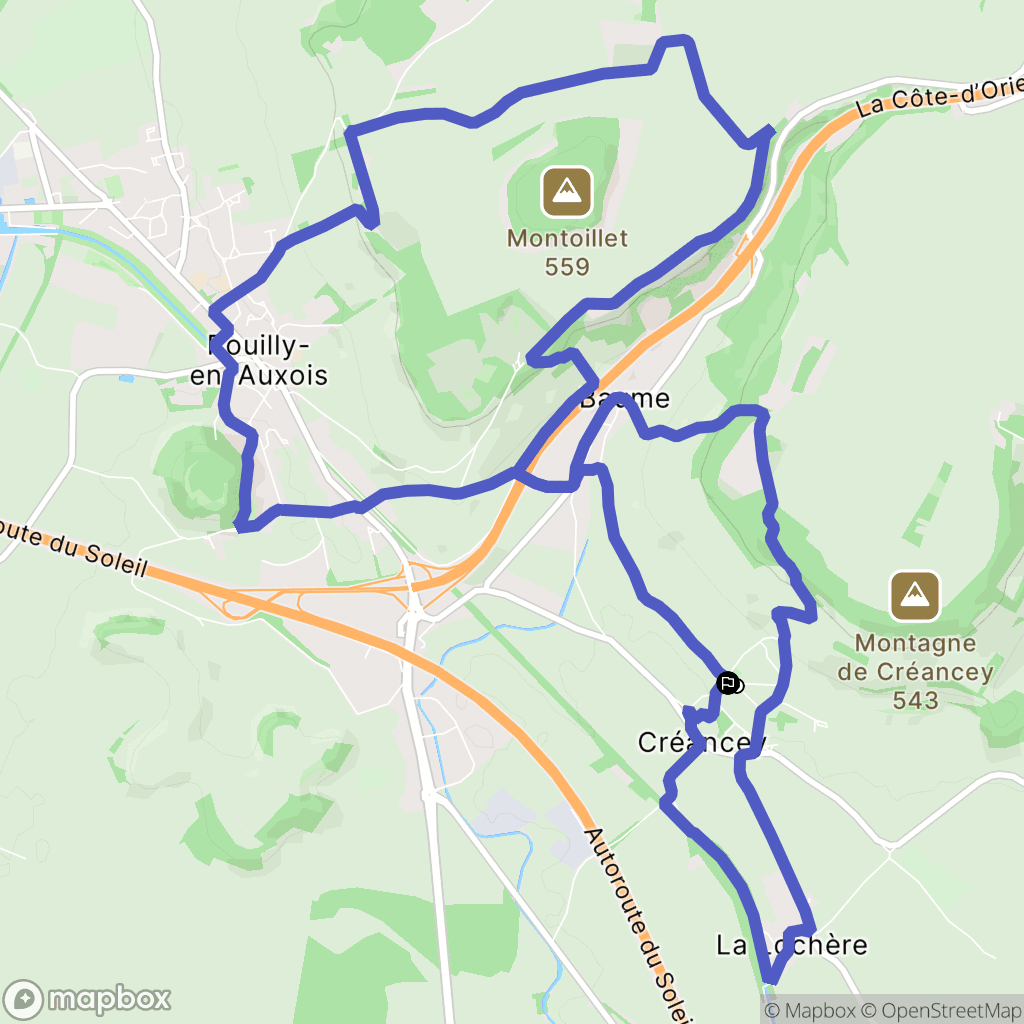 Créancey : carte du parcours de randonnée - France
